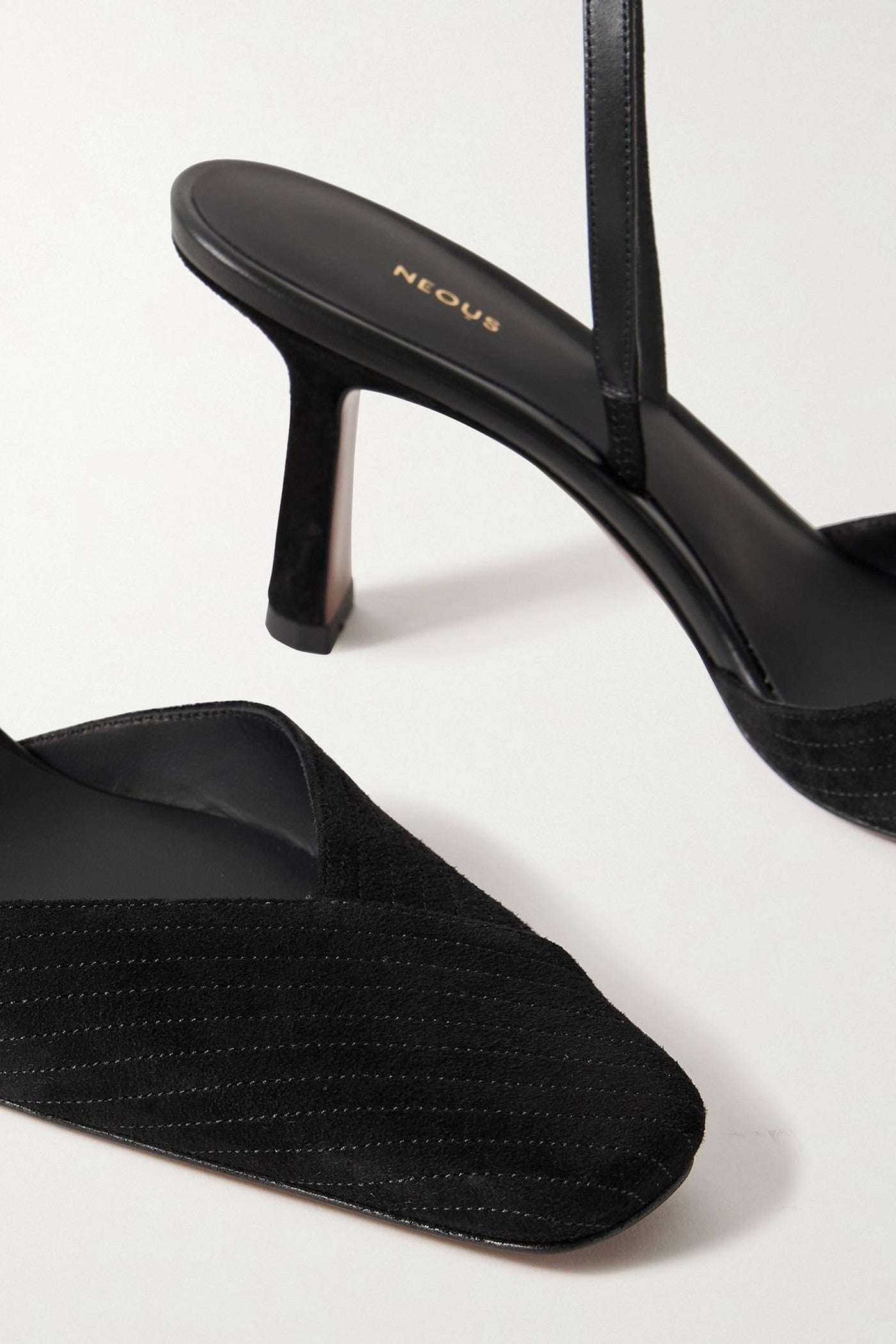 Neous Dilmun Leather-Trimmed Suede Slingback Pumps Black Women's