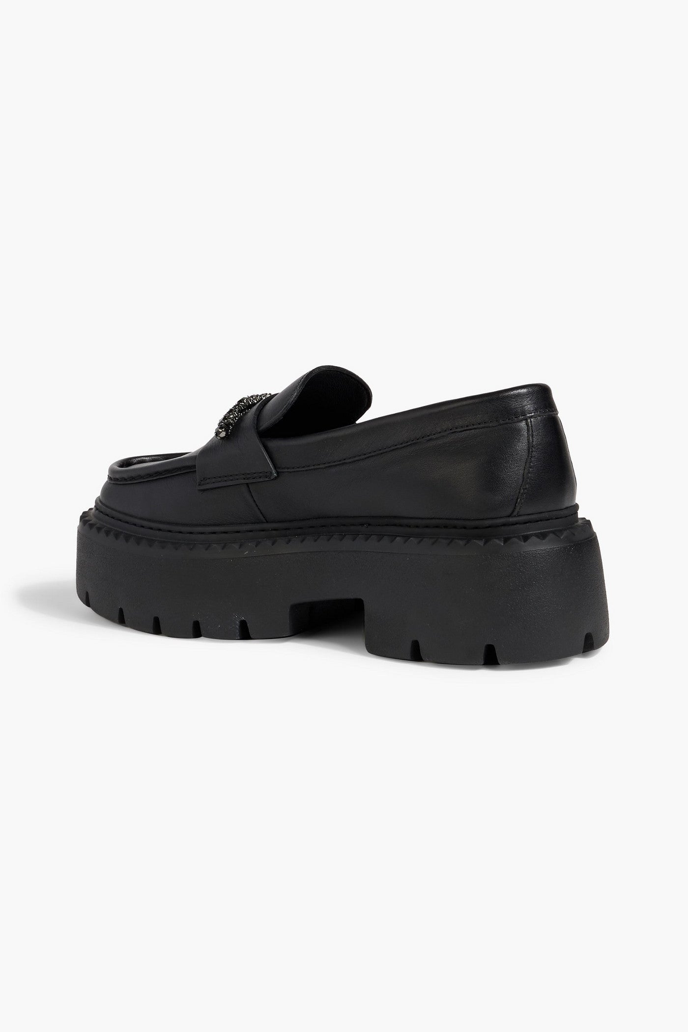 Jimmy Choo Bryer Crystal-Embellished Leather Loafers Black Women's