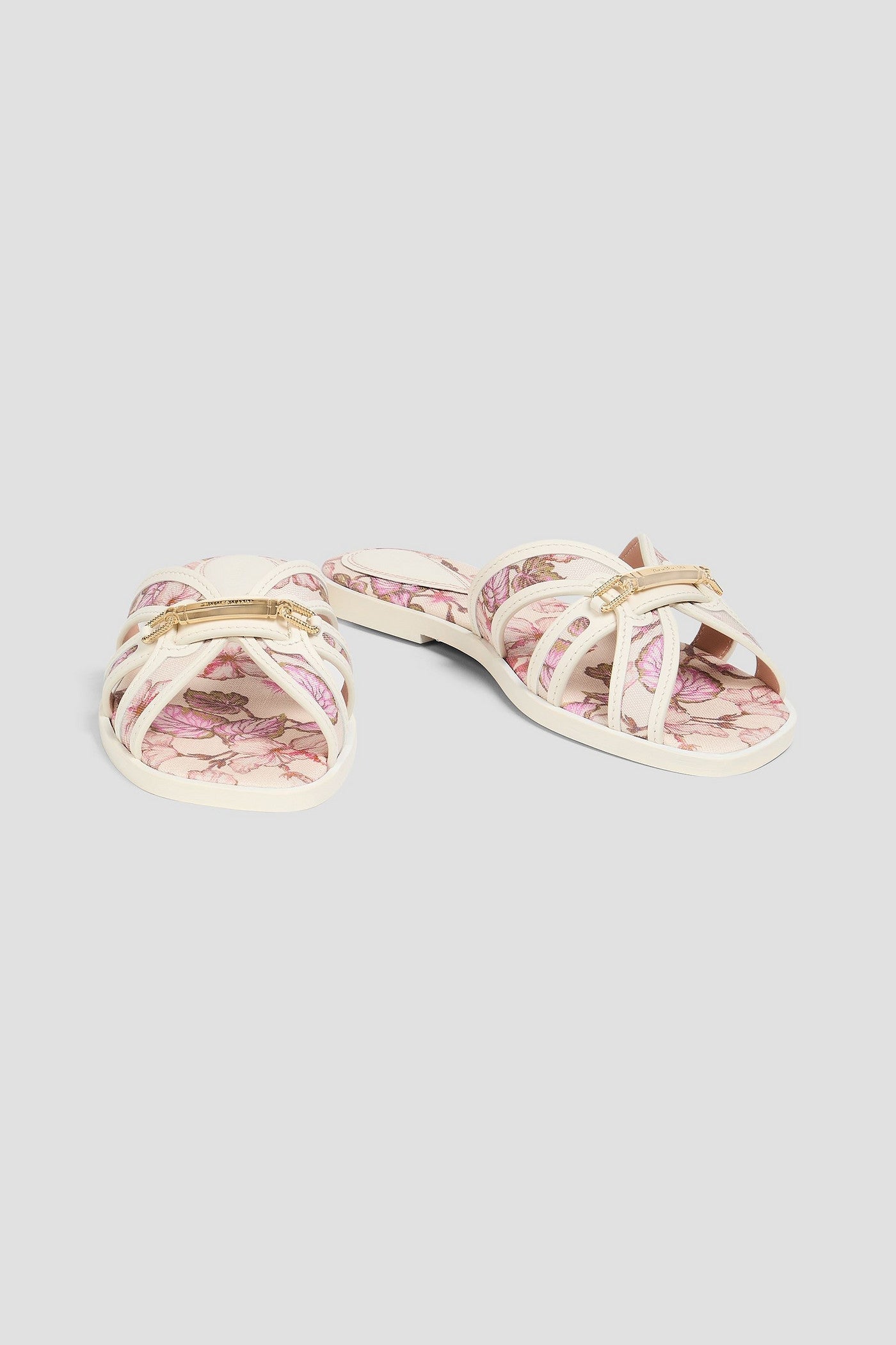 Zimmermann Floral-Print Linen Sandals Ivory Women's