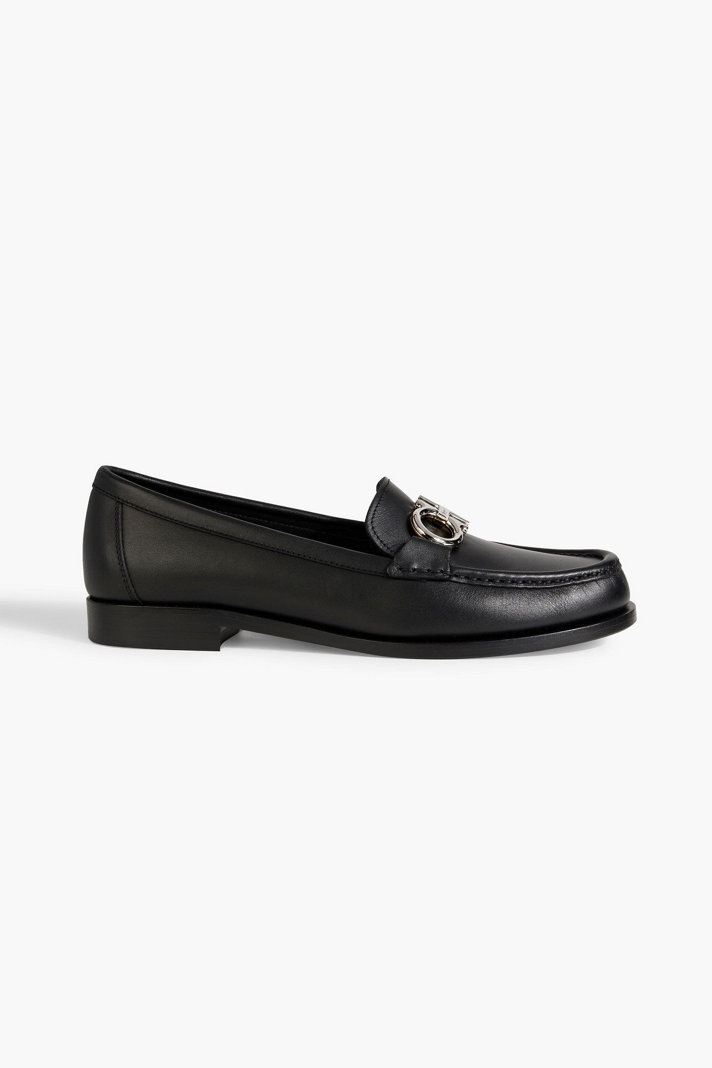 Ferragamo Rolo Embellished Leather Loafers Black Women's
