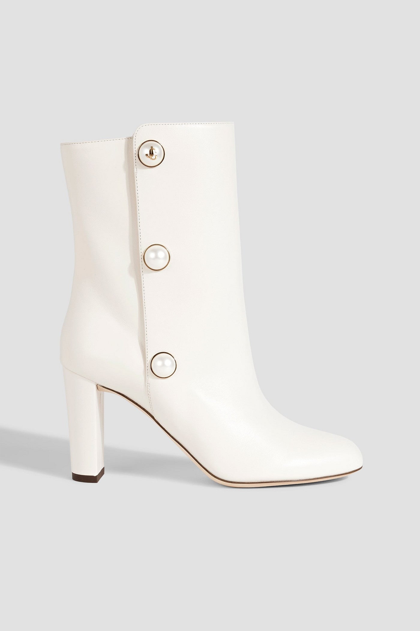 Jimmy Choo Rina 85 Embellished Leather Ankle Boots Ivory Women's