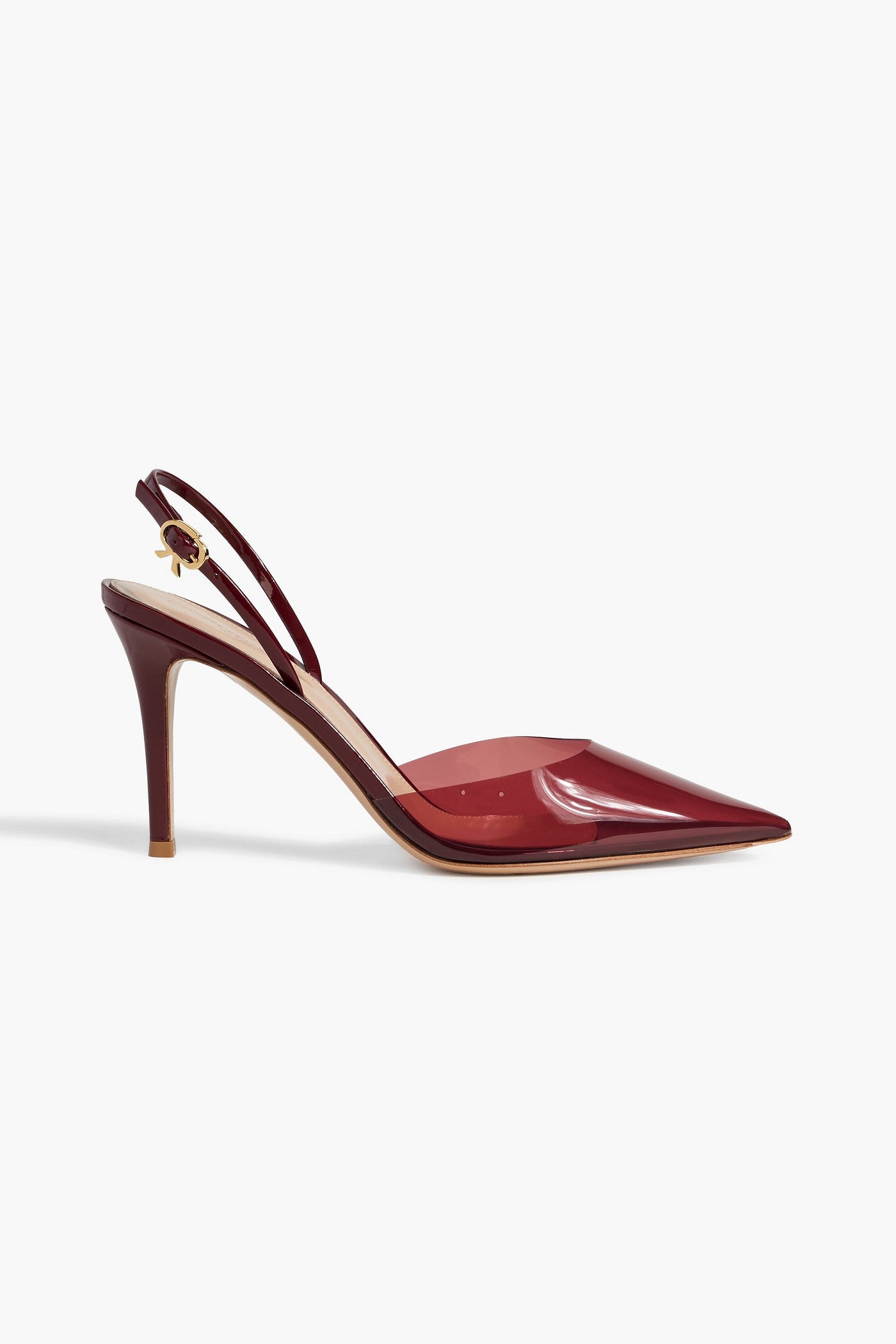 Gianvito Rossi Ribbon D'orsay 85 Patent-Leather And Pvc Slingback Pumps Claret Women's