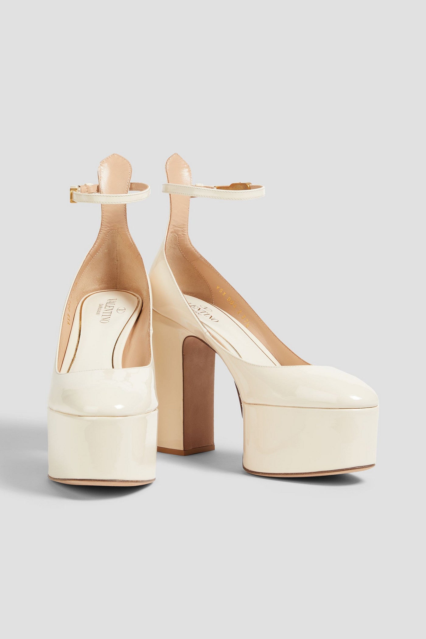Valentino Garavani Tan-Go Patent-Leather Platform Pumps Ivory Women's