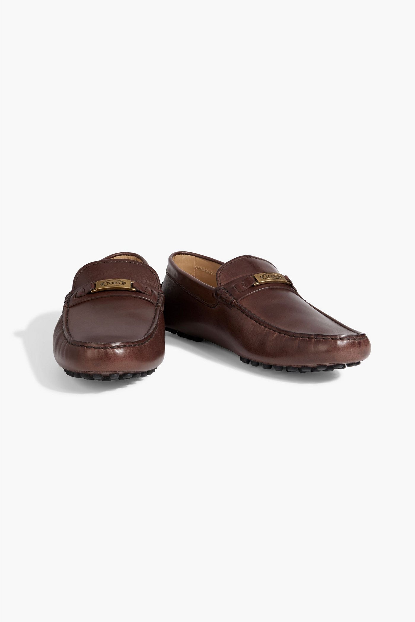 Tod's Embellished Leather Loafers Brown