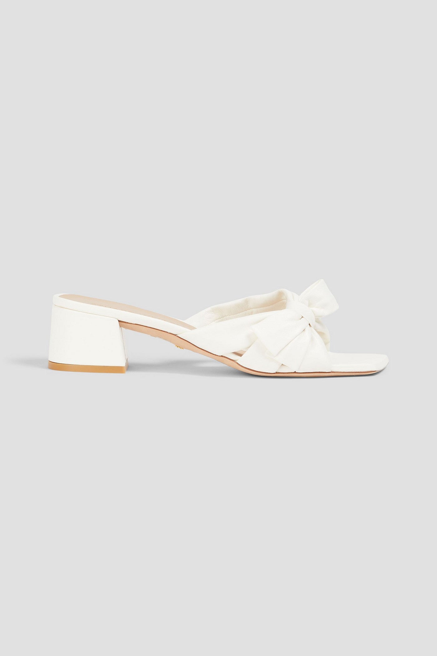 Stuart Weitzman Sophia 45 Bow-Detailed Leather Mules Ivory Women's