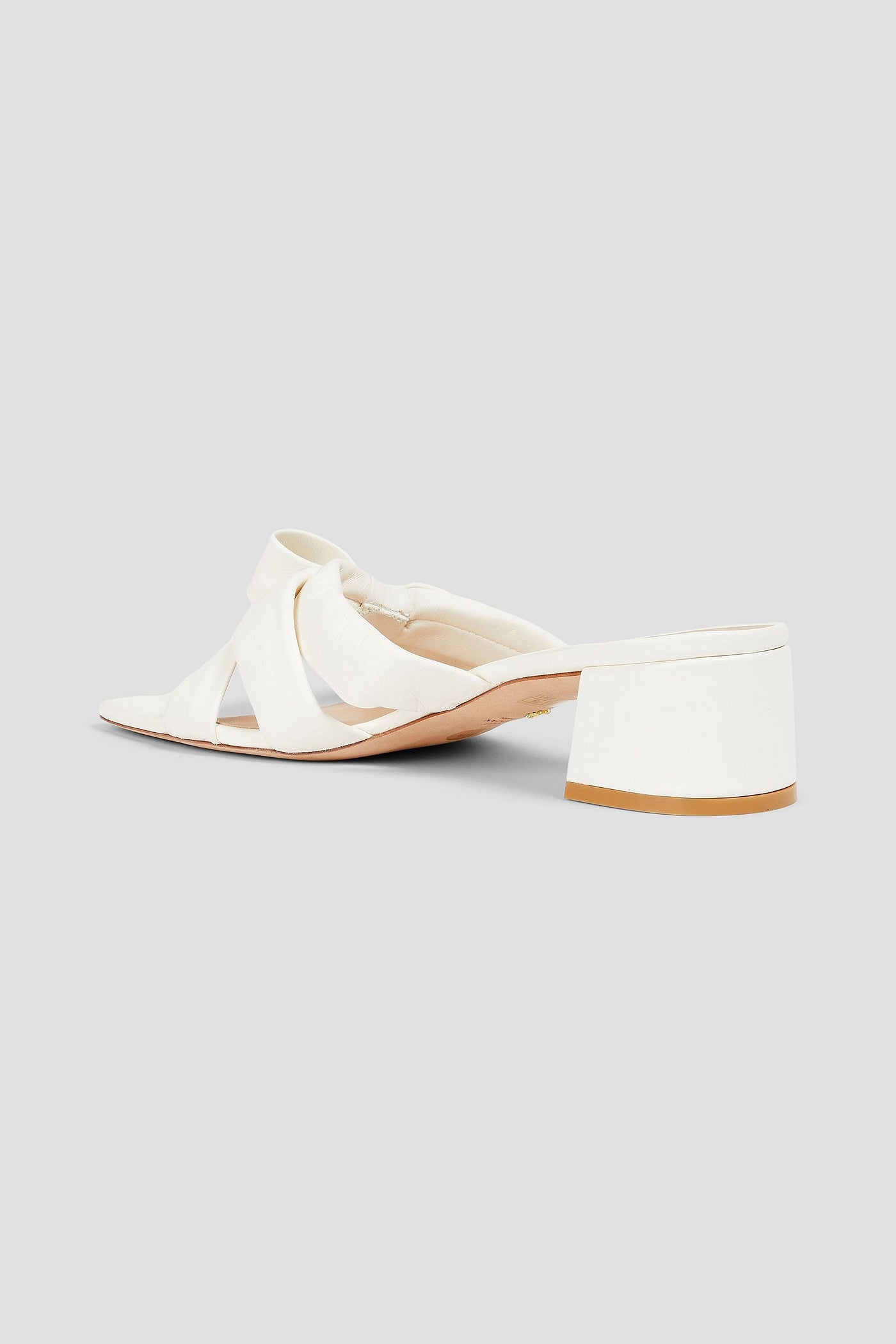 Stuart Weitzman Sophia 45 Bow-Detailed Leather Mules Ivory Women's