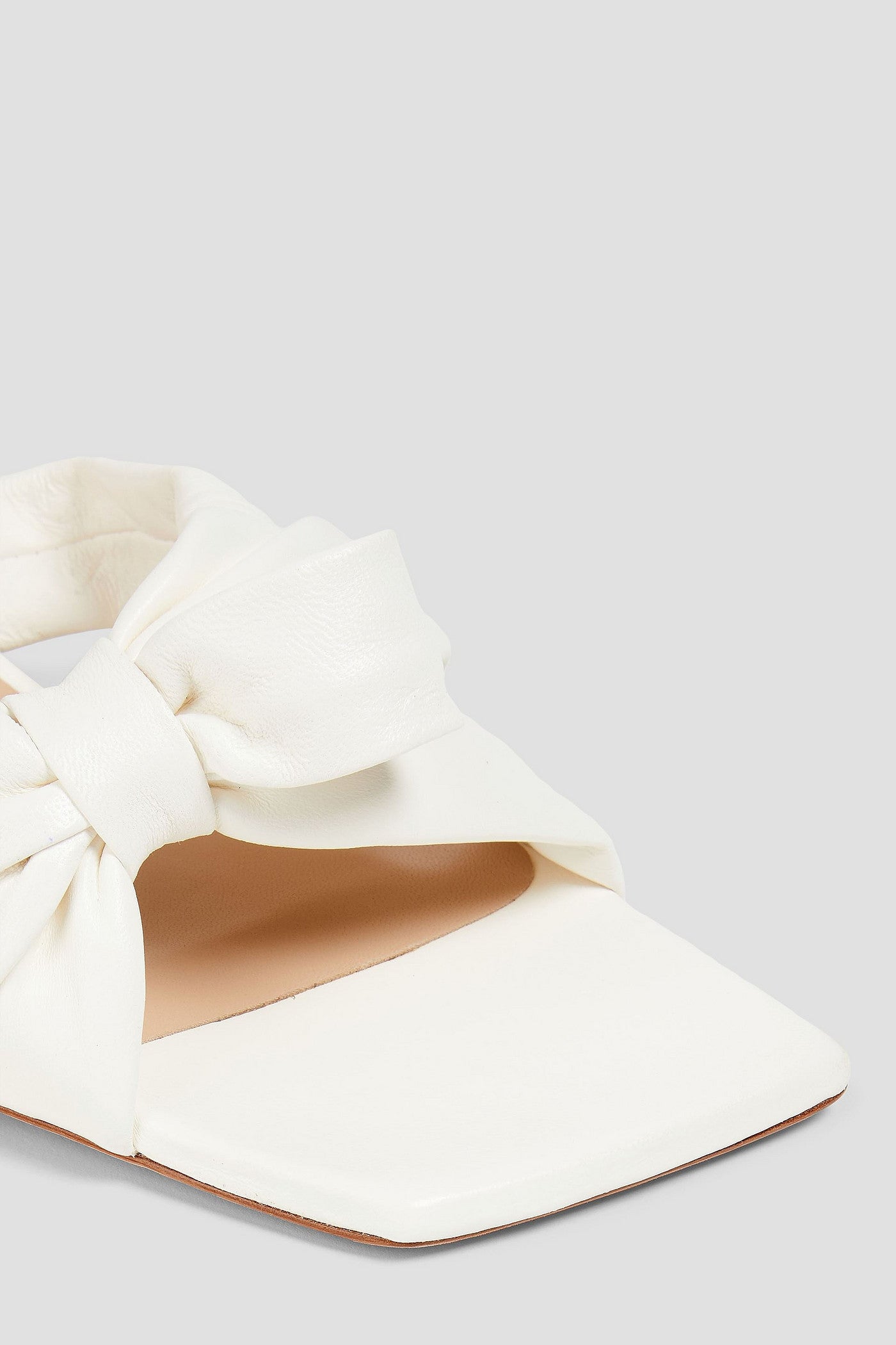 Stuart Weitzman Sophia 45 Bow-Detailed Leather Mules Ivory Women's