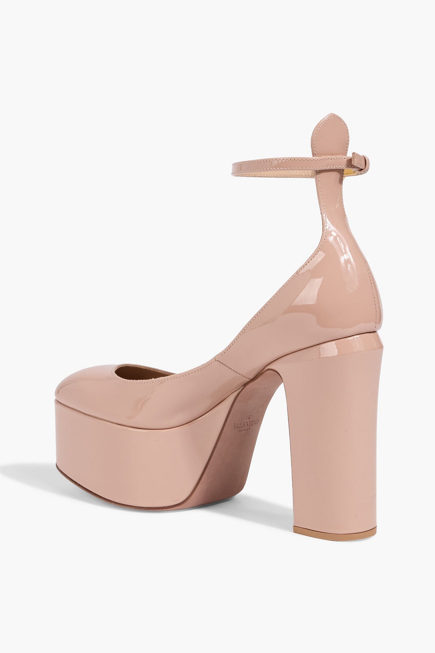 Valentino Garavani Tan-Go Patent-Leather Platform Pumps Blush Women's