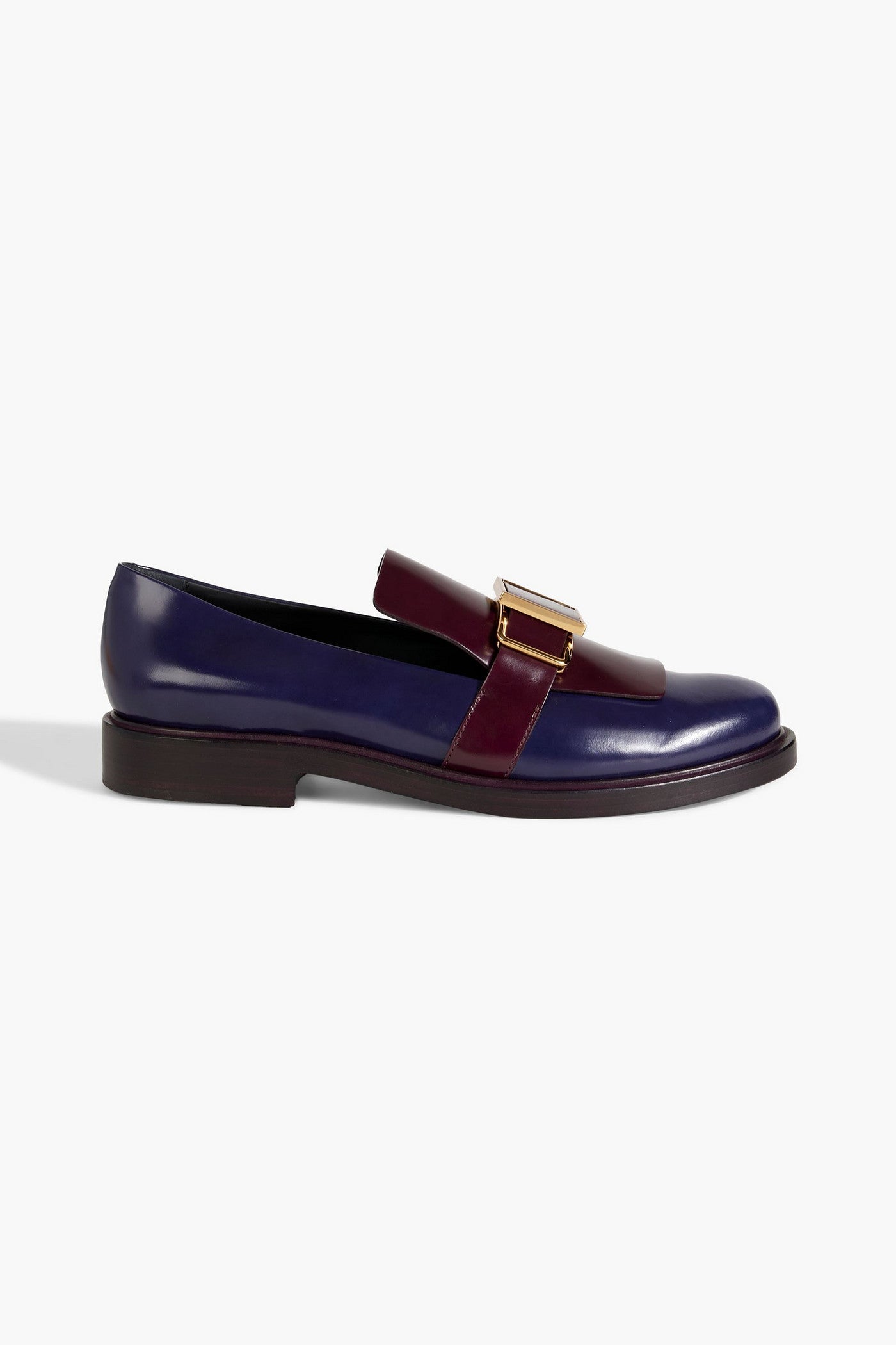 Tod's Embellished Two-Tone Glossed-Leather Loafers Indigo Women's