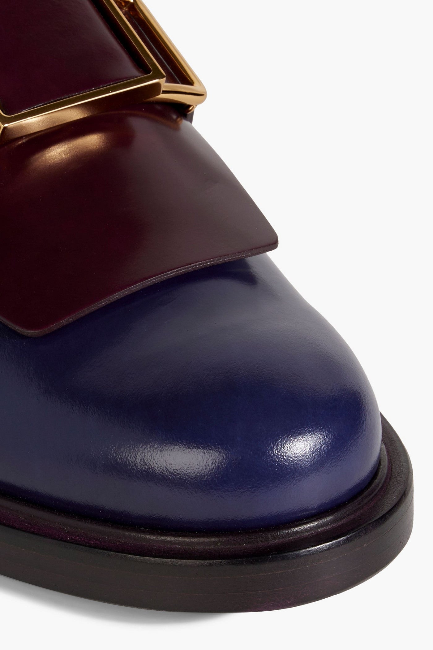 Tod's Embellished Two-Tone Glossed-Leather Loafers Indigo Women's