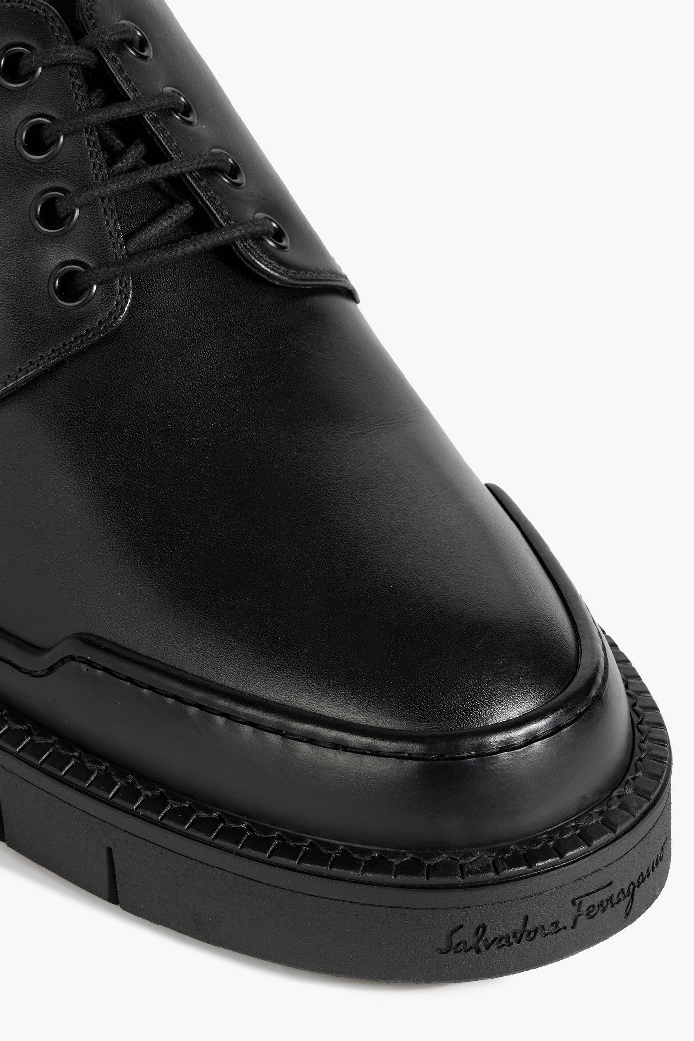 Ferragamo Ninja Leather Derby Shoes Black