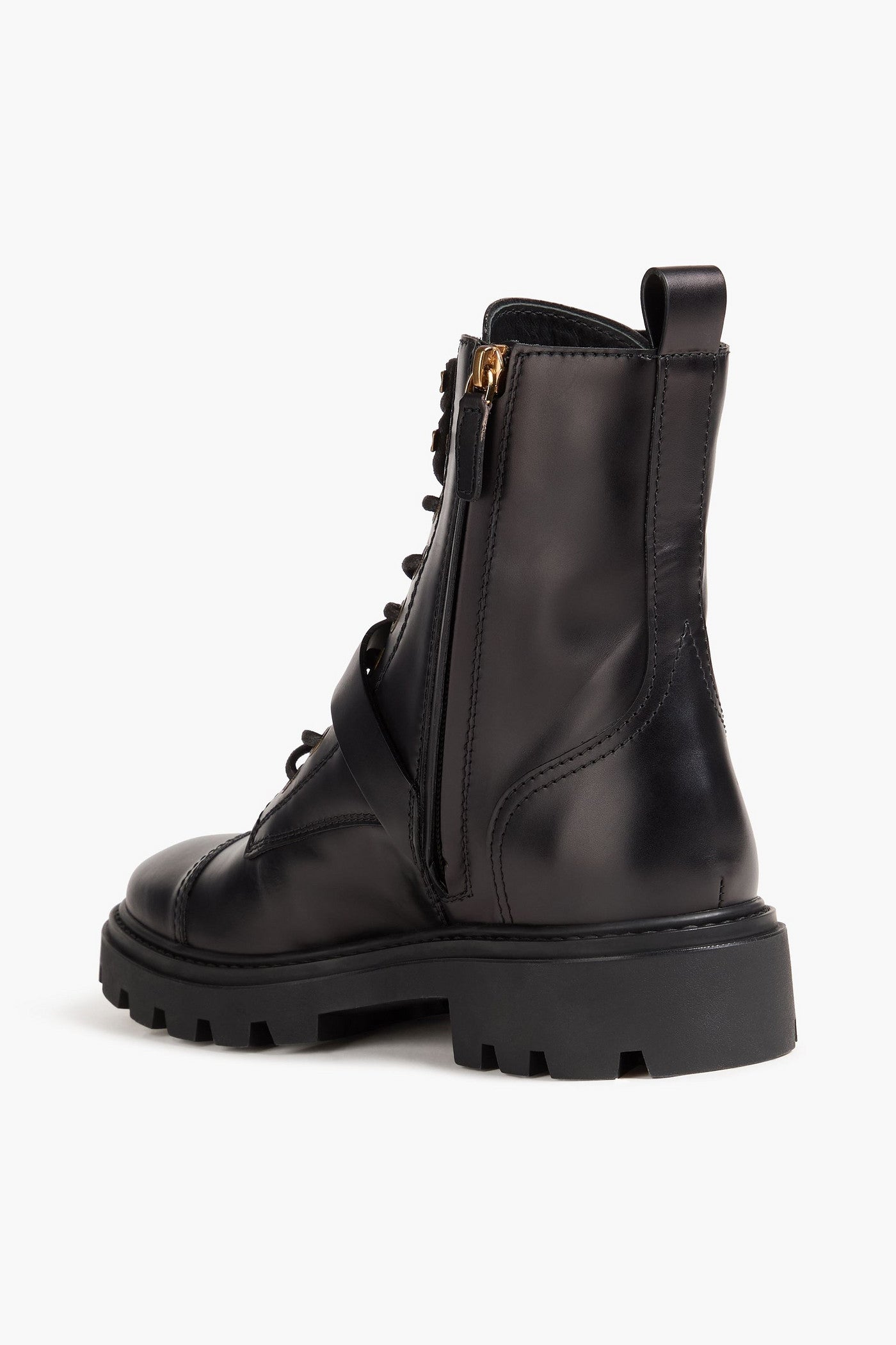 Tod's Buckled Leather Combat Boots Black Women's