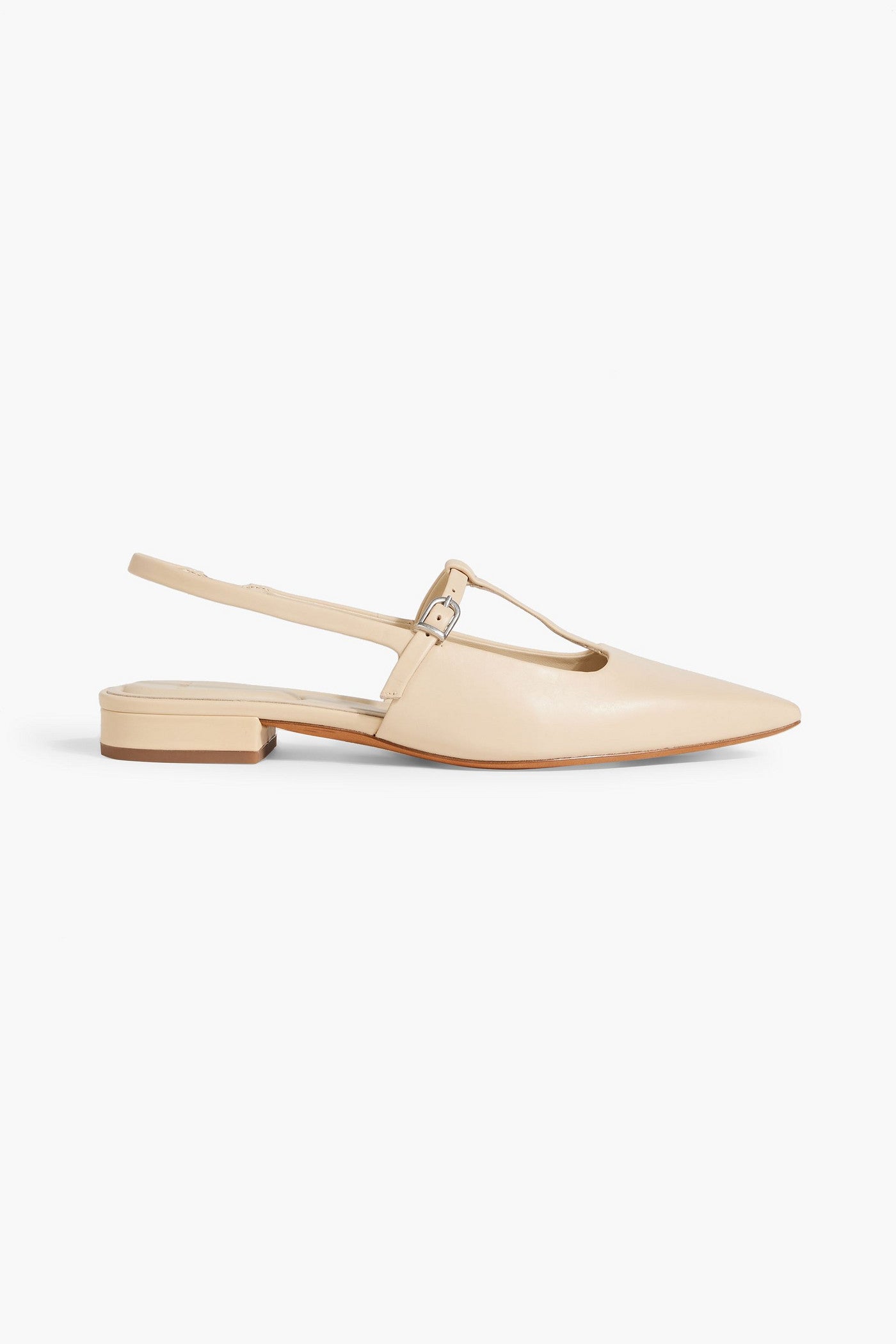 Vince. Leather Slingback Point-Toe Flats Beige Women's
