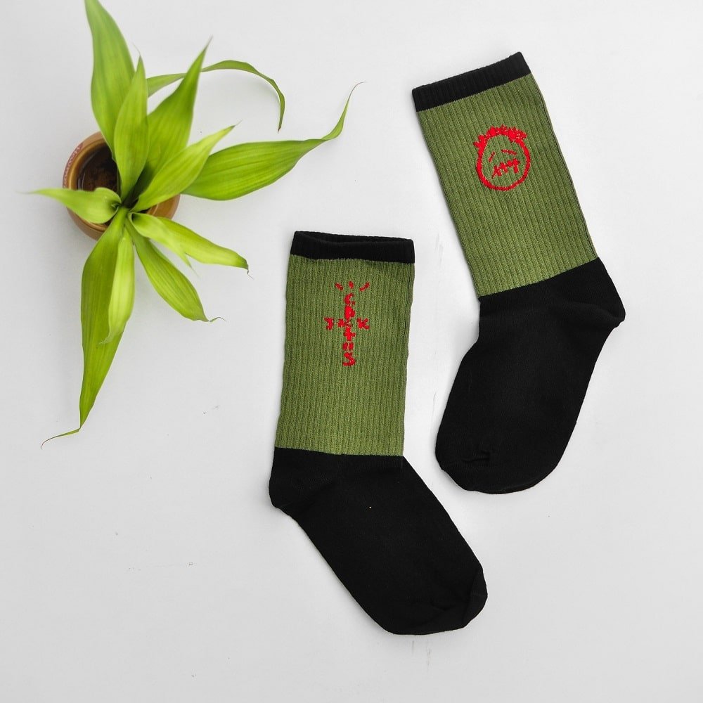 Green-Black Travis Scott Socks | Cactus Jack Socks
