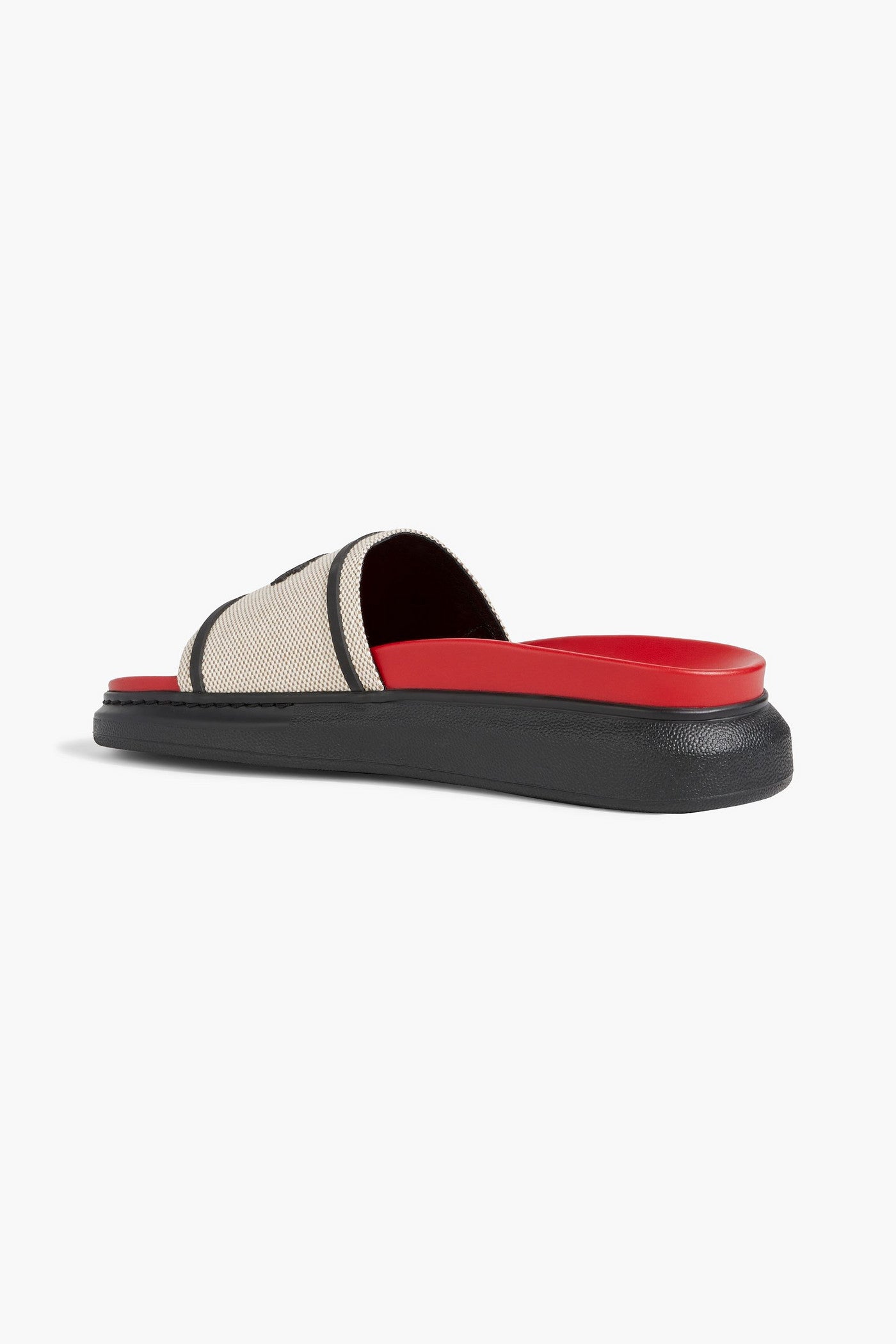 Mcqueen Hybrid Logo-Embellished Canvas Slides Beige Women's