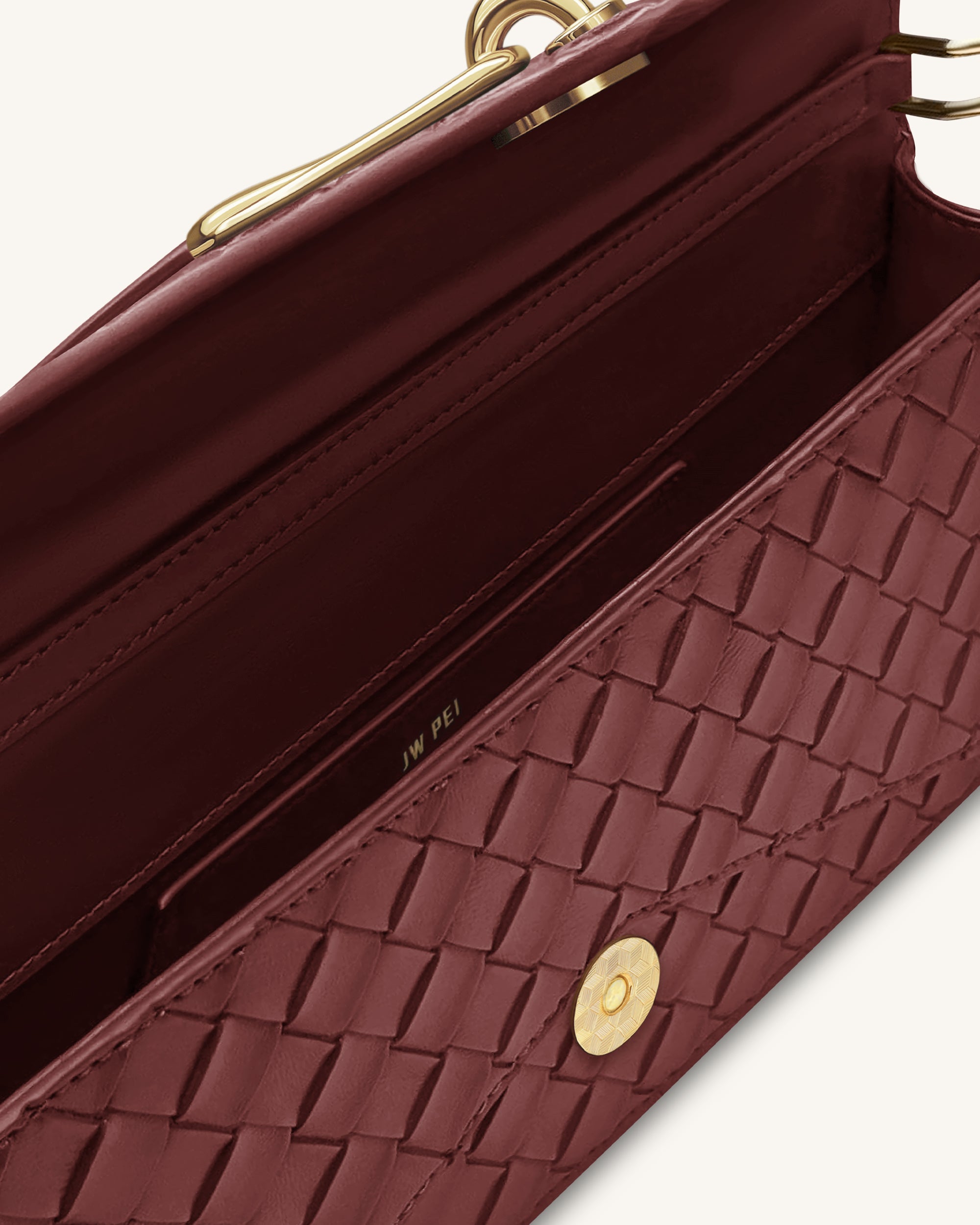 Jw Pei Celeste Woven Textured Envelope Top Handle Bag Burgundy