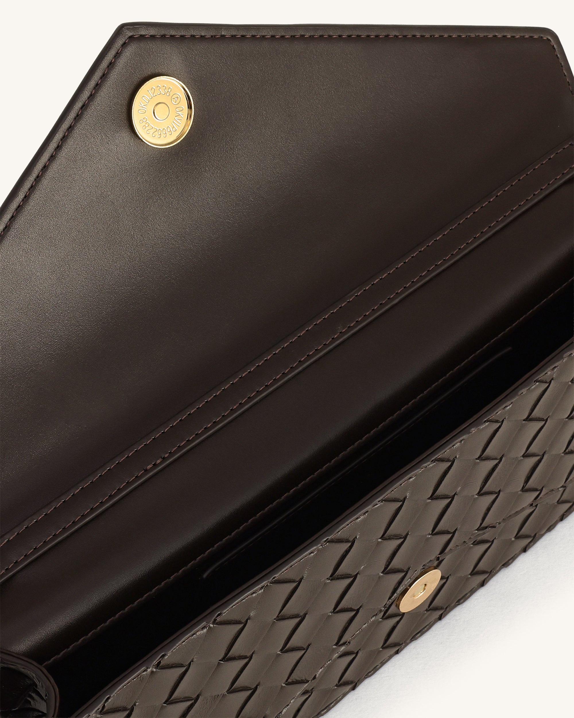 Jw Pei Celeste Woven Textured Envelope Top Handle Bag Dark Brown