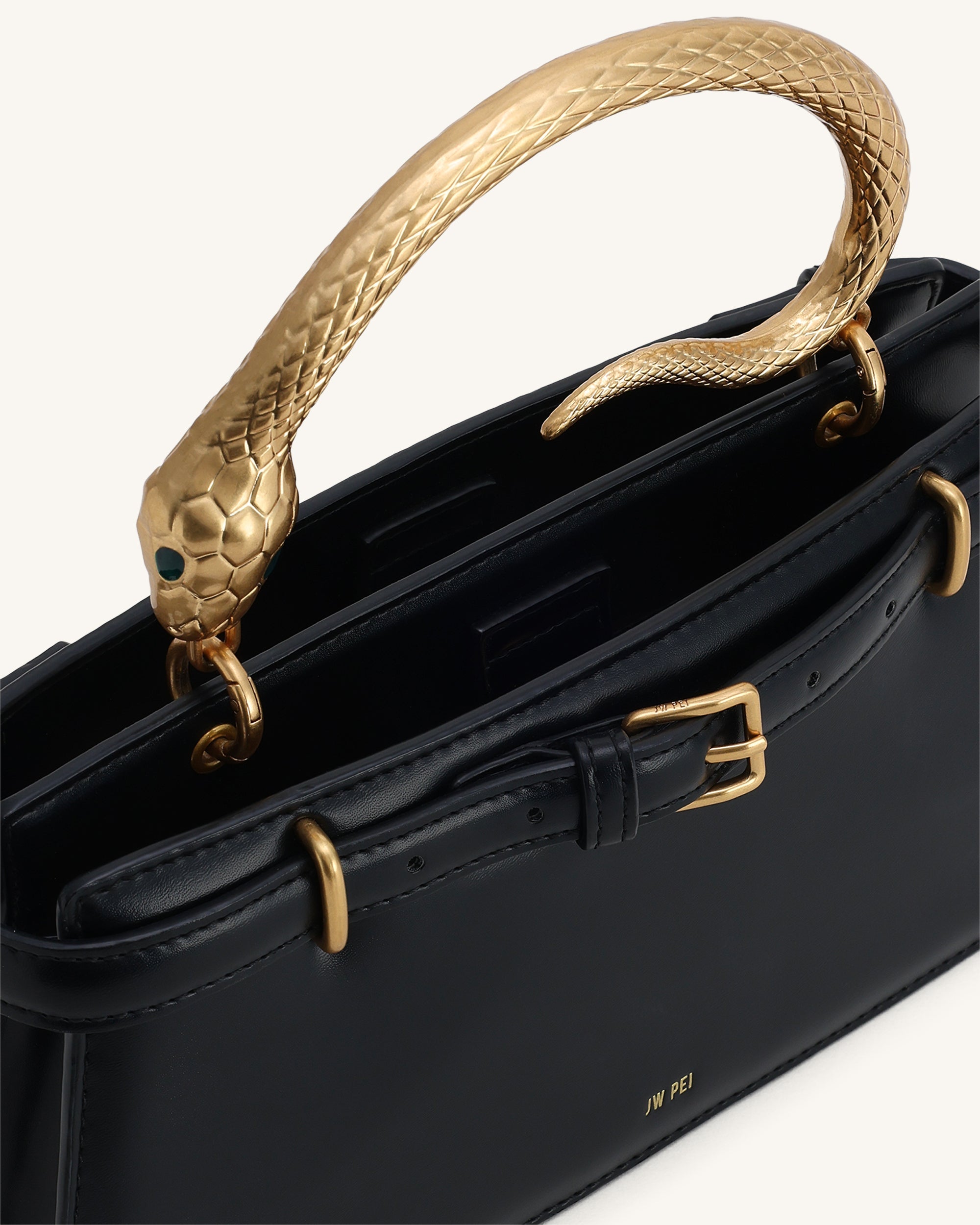 Jw Pei Elena Snake Handle Top Handle Bag Black