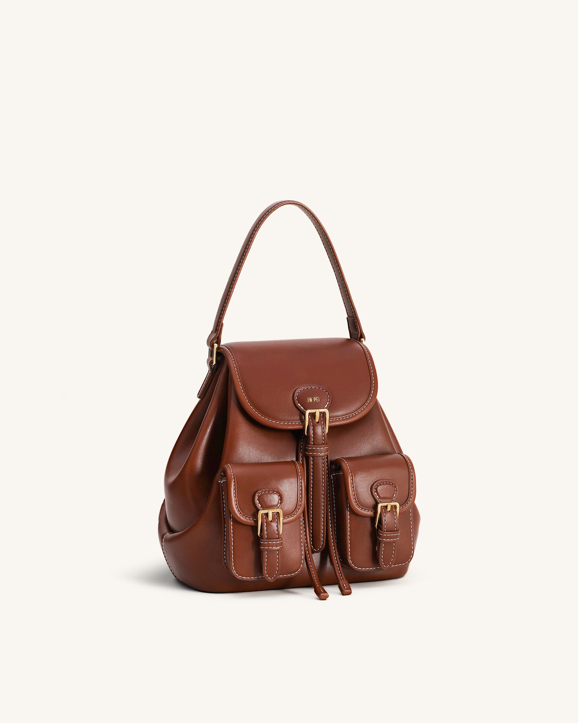 Jw Pei Harper Buckle Pocket Backpack Dark Brown