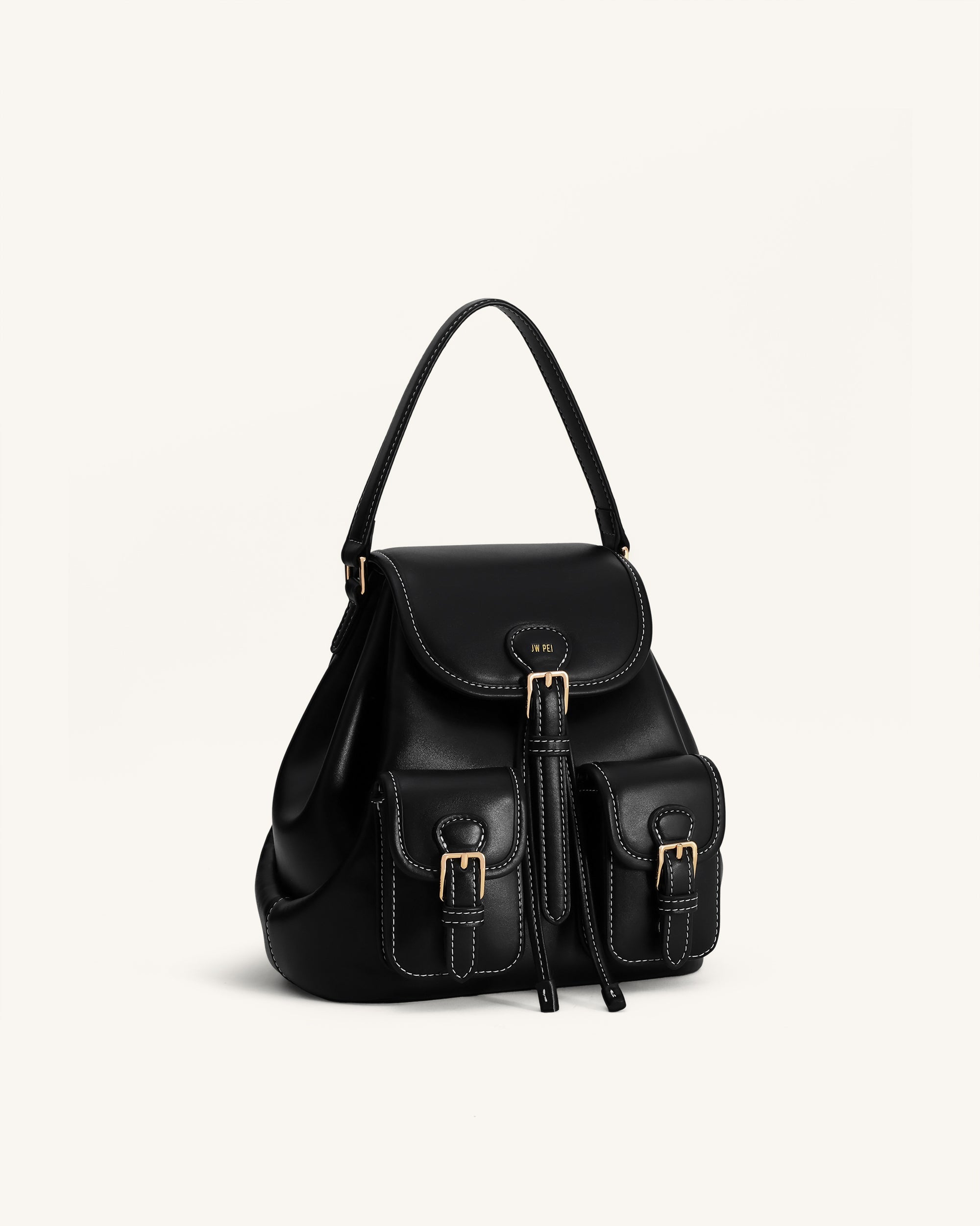 Jw Pei Harper Buckle Pocket Backpack Black