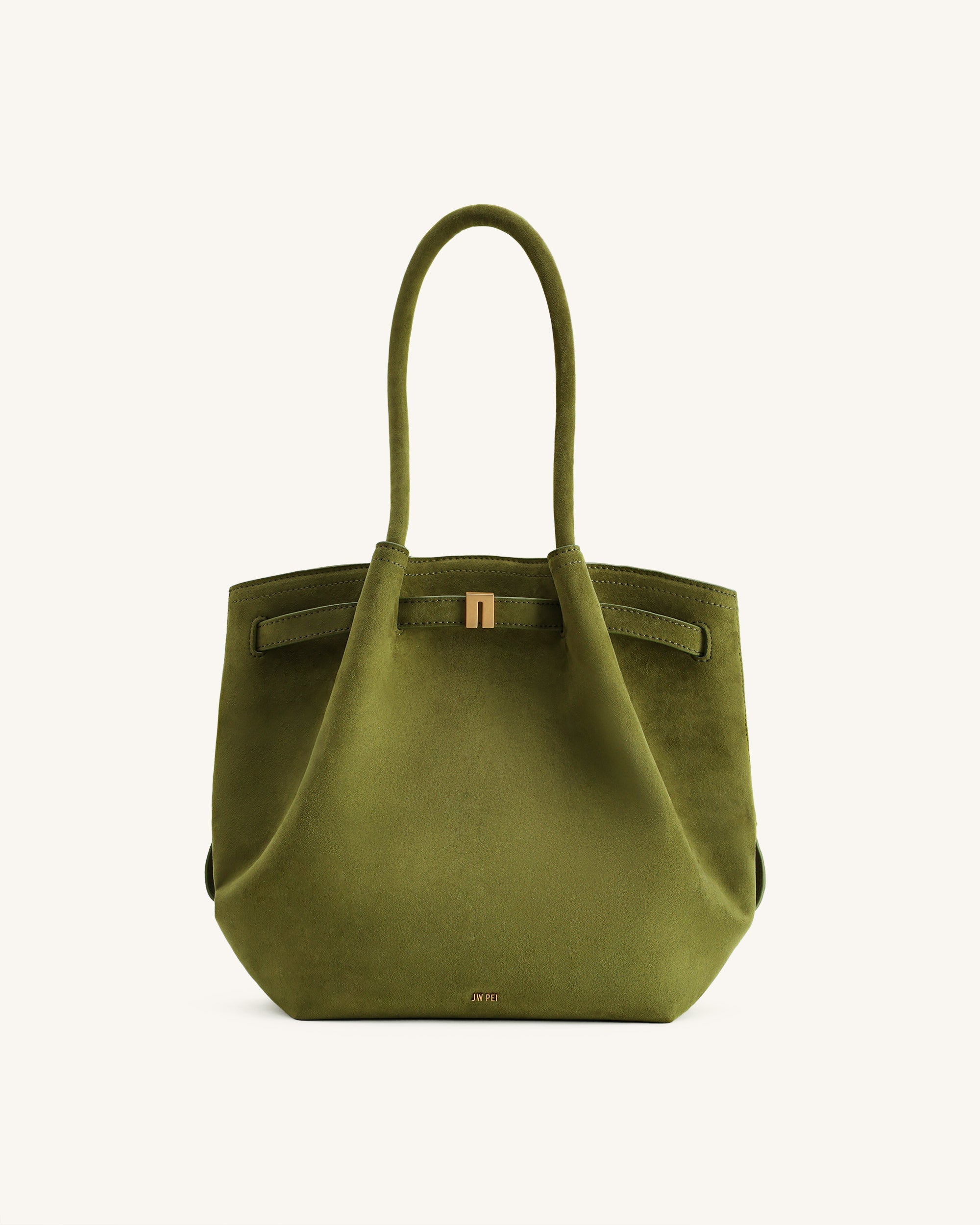 Jw Pei Hana Column Faux Suede Tote Bag Olive Green