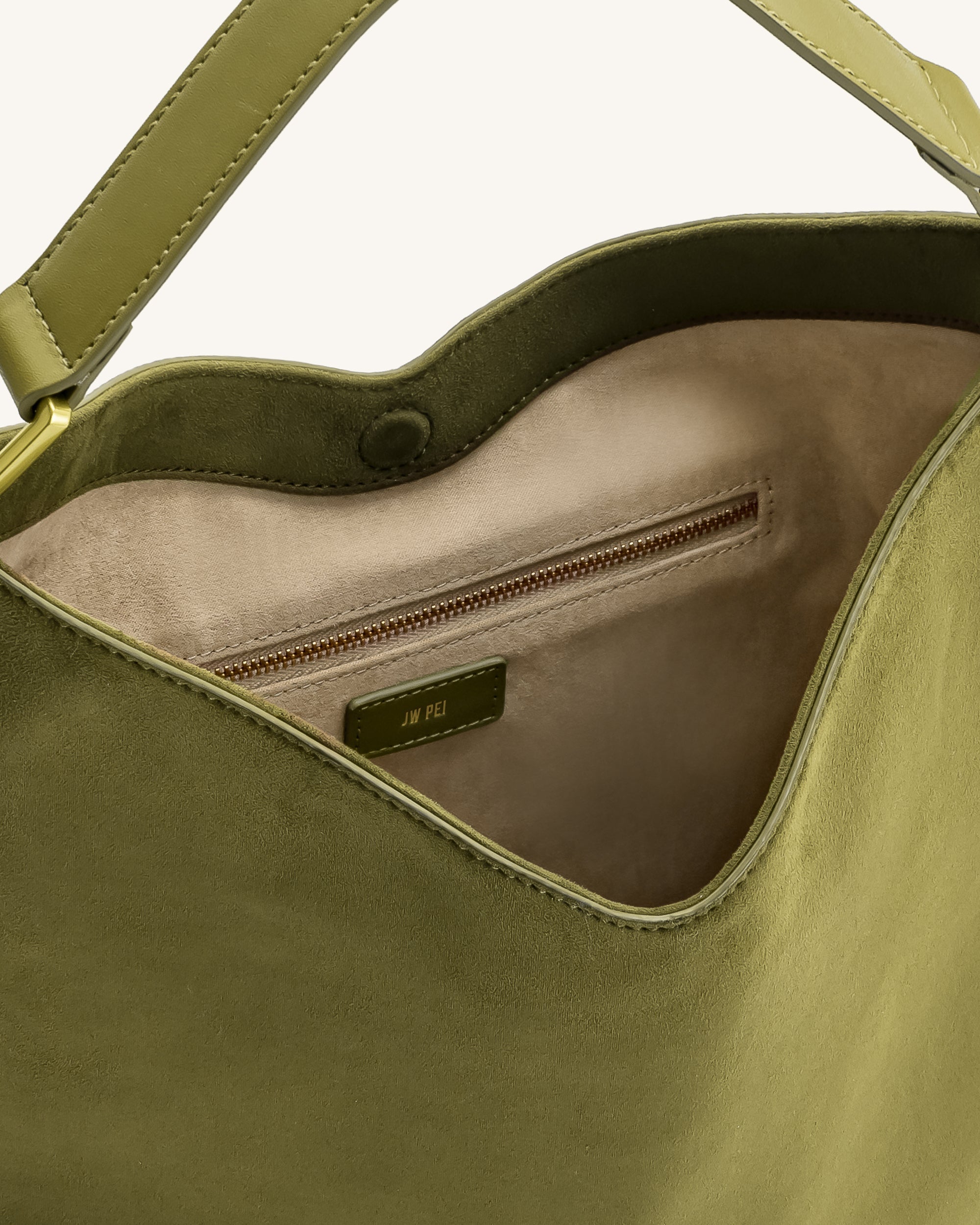 Jw Pei Aria Faux Suede Shoulder Bag Dark Olive