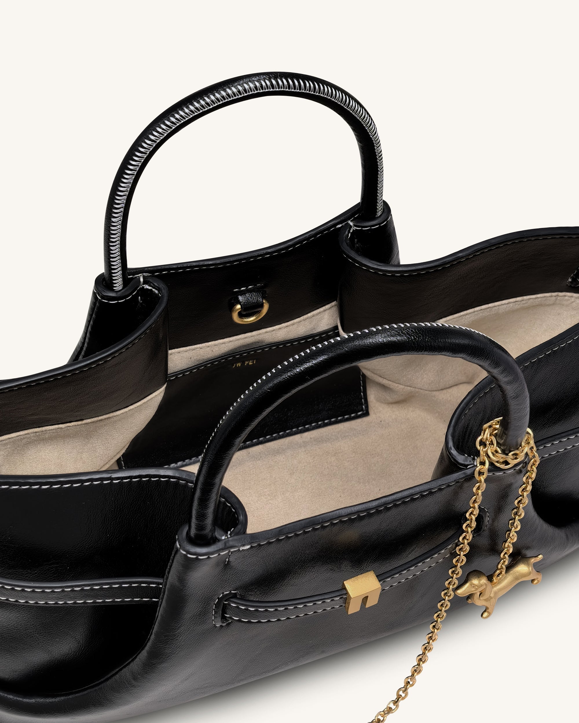 Jw Pei Maeve Dachshund Metal Charm Tote Bag Black