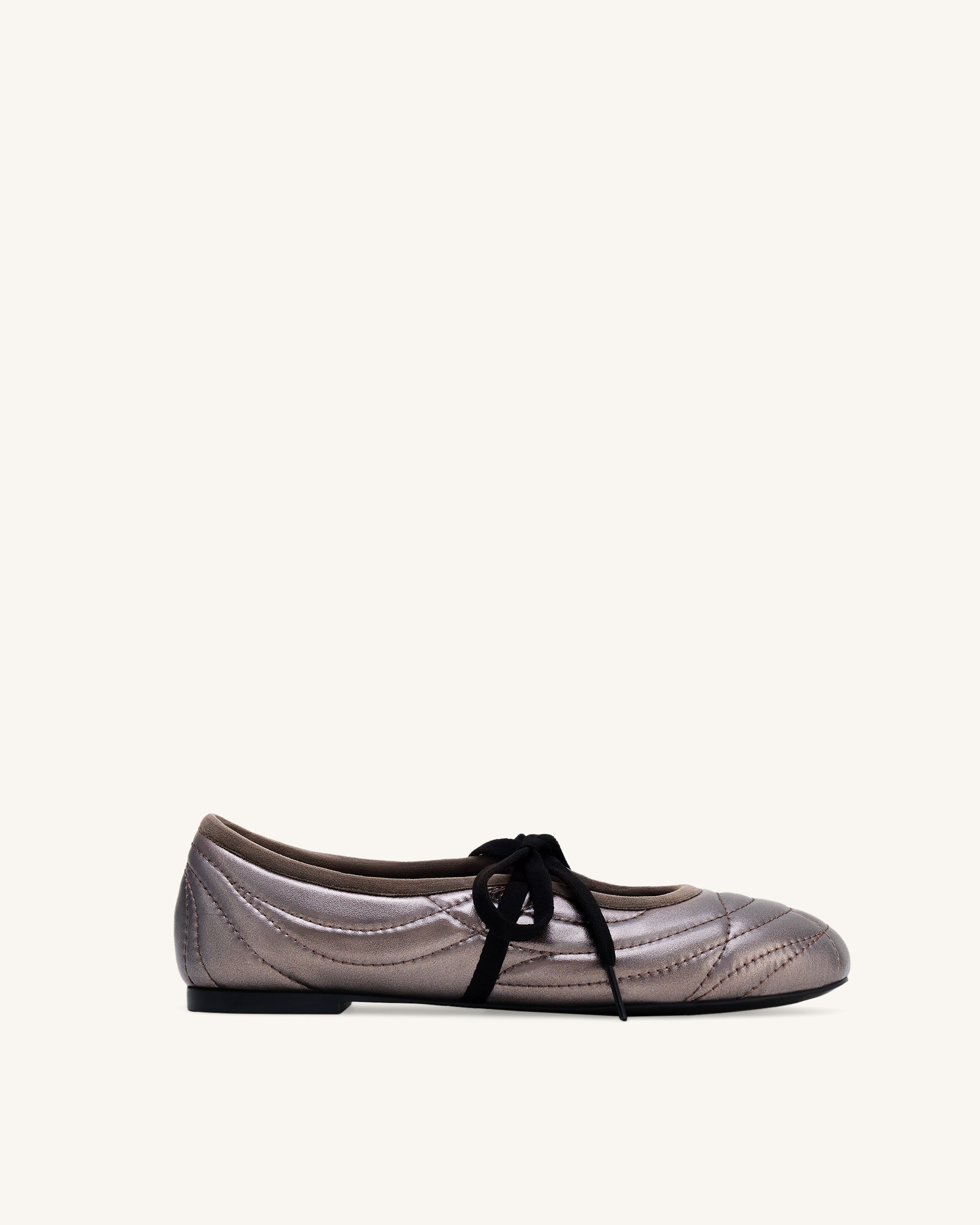 Jw Pei Erika Topstitching Lace Up Ballet Flats Dark Brown