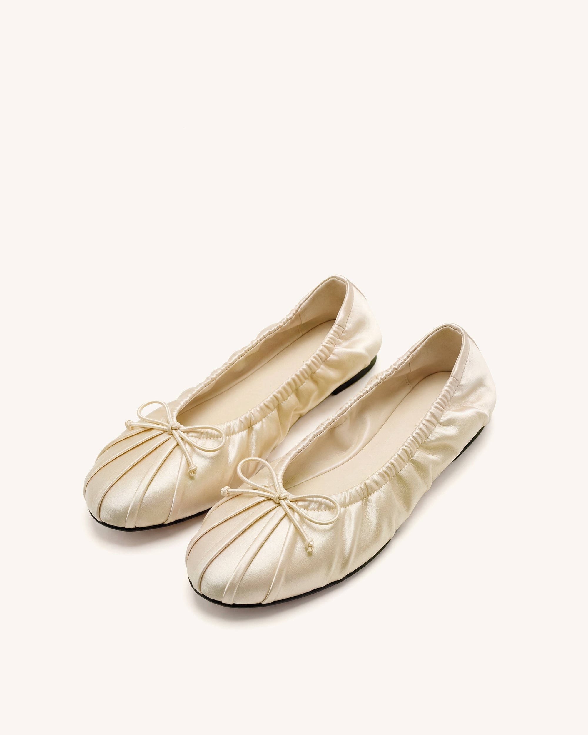 Jw Pei Solenne Ruched Drawstring Satin Ballet Flats Beige