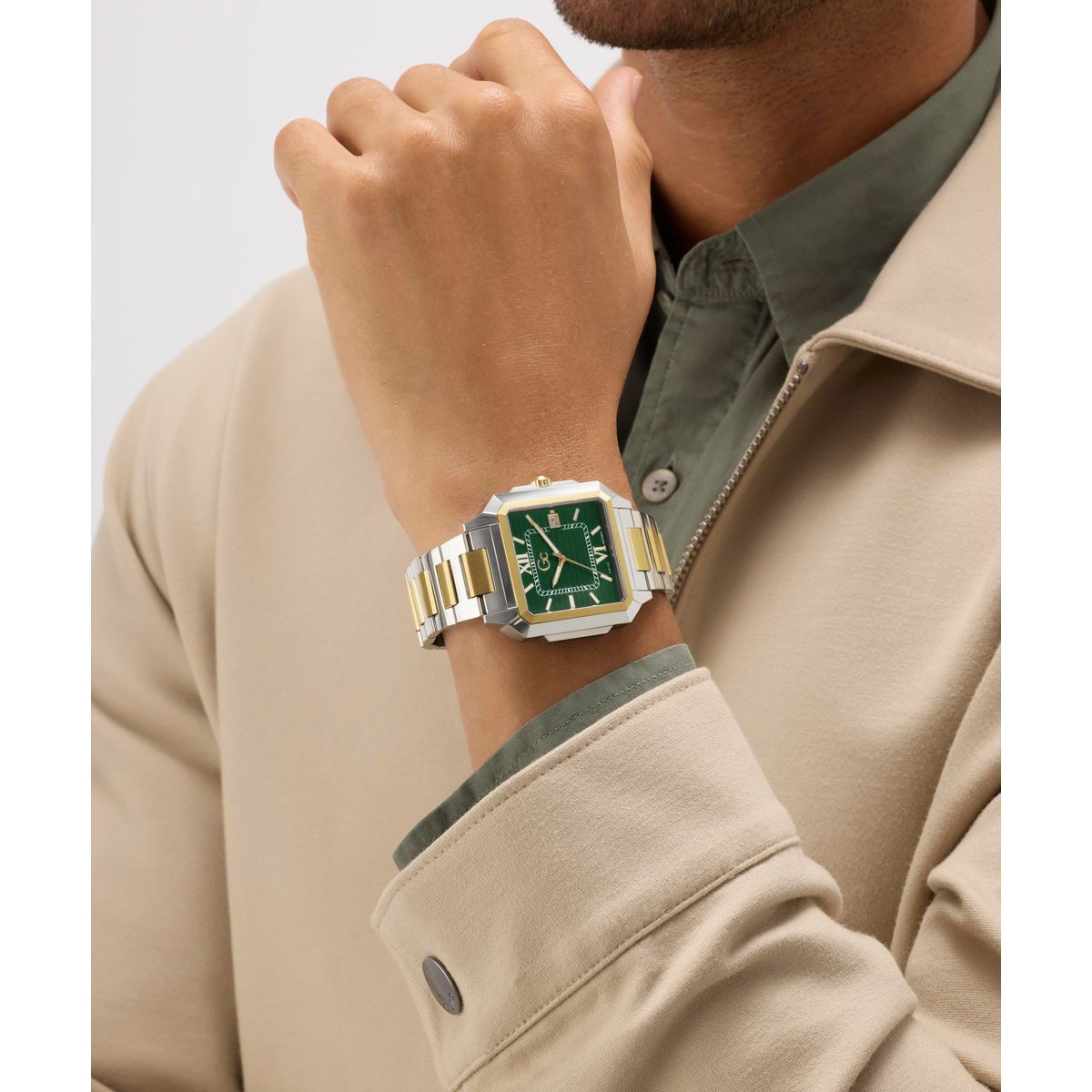 Gc Square 41mm Green Dial Analog Men Watch - Z74004G9
