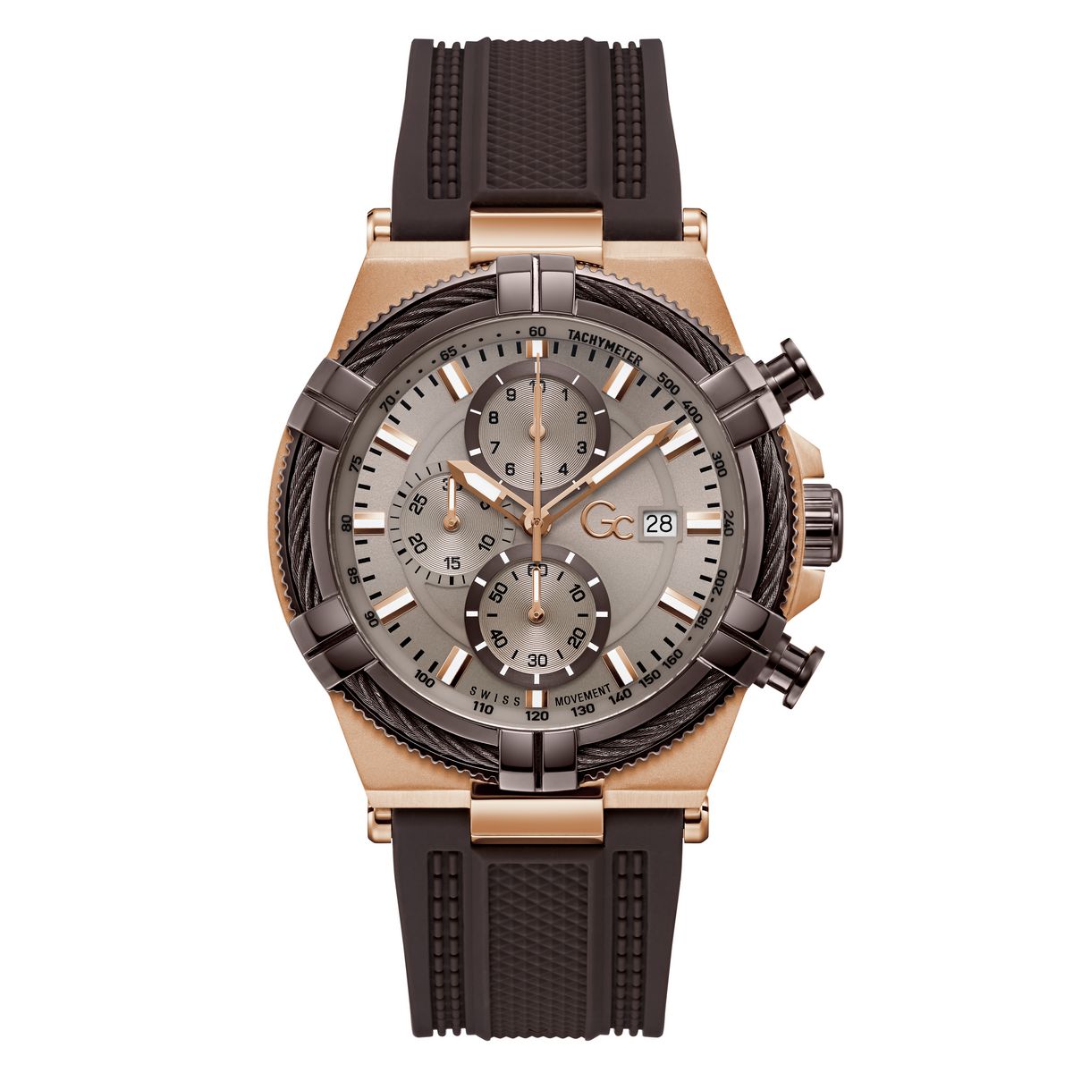 Gc Round 44mm Beige Dial Analog Men Watch - Z76004G7