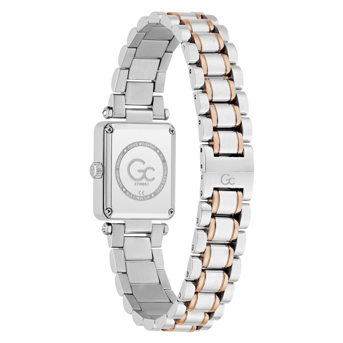 Gc Rectangle 21mm White Dial Analog Women Watch - Z71001L1