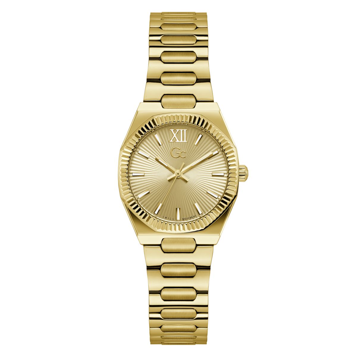 Gc Round 30mm Champagne Dial Analog Women Watch - Z70002L6