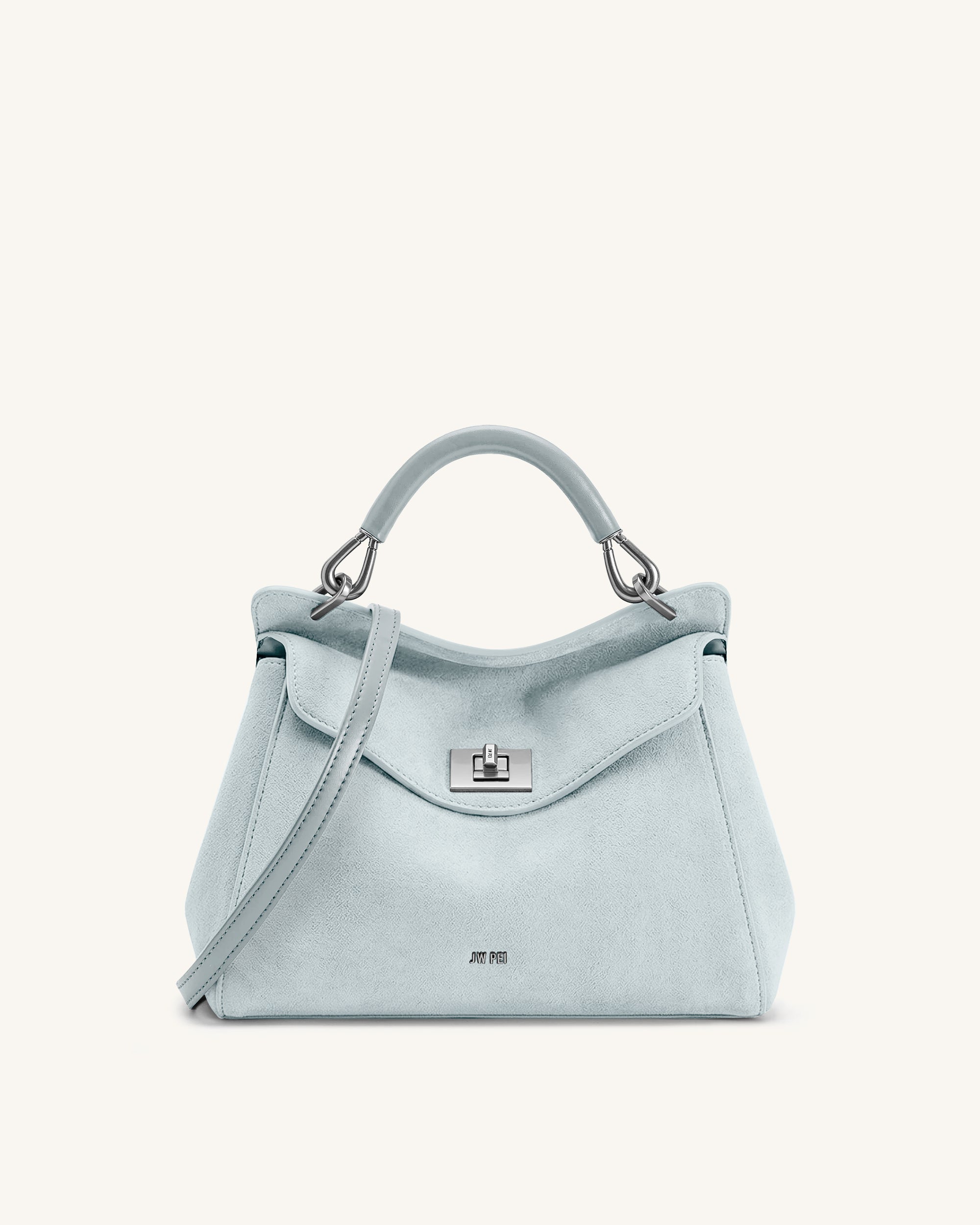 Jw Pei Lucia Classic Faux Suede Top Handle Bag Light Blue