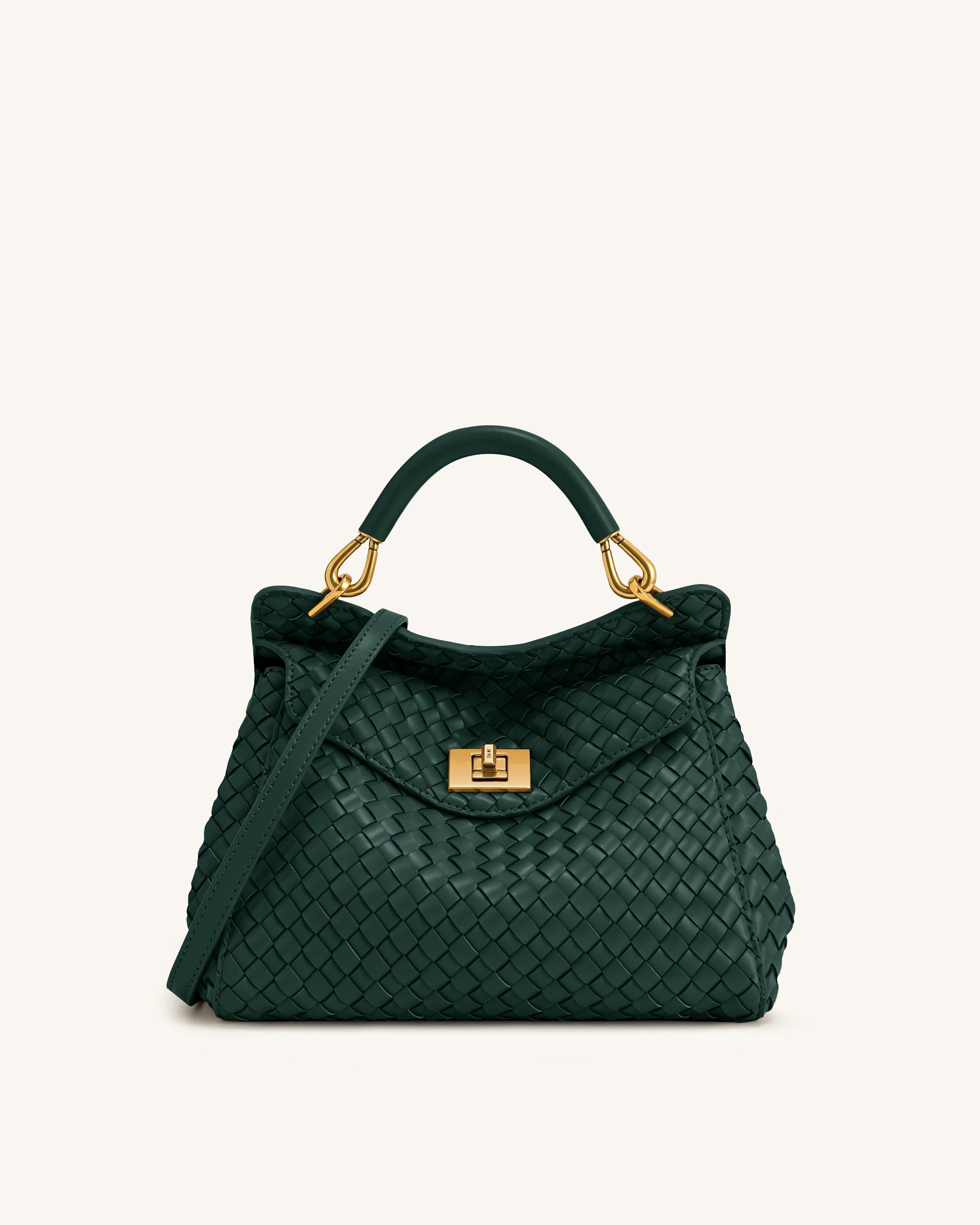 Jw Pei Lucia Classic Woven Top Handle Bag Forest Green