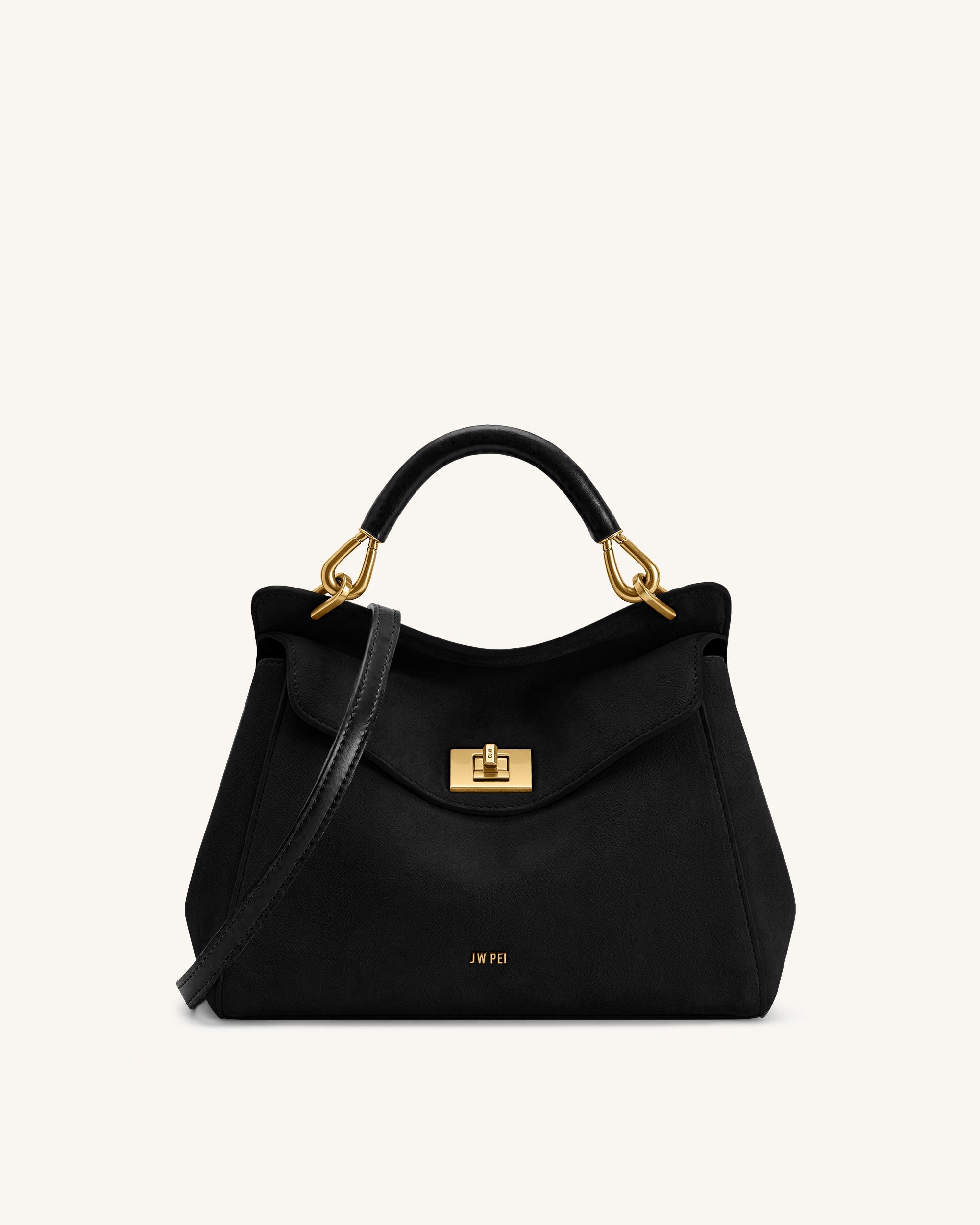 Jw Pei Lucia Classic Faux Suede Top Handle Bag Black
