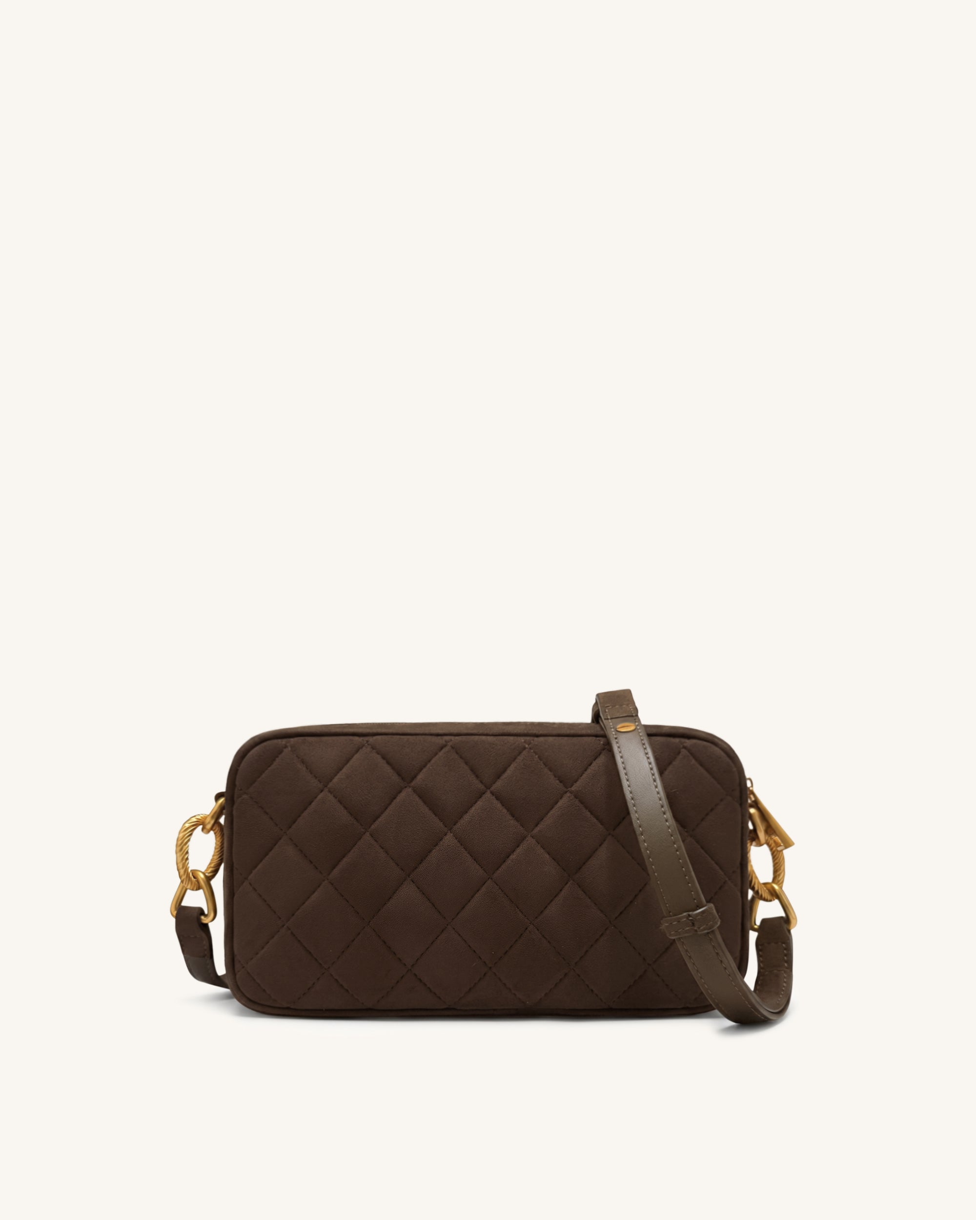 Jw Pei Riley Faux Suede Dachshund Quilted Shoulder Bag Dark Brown