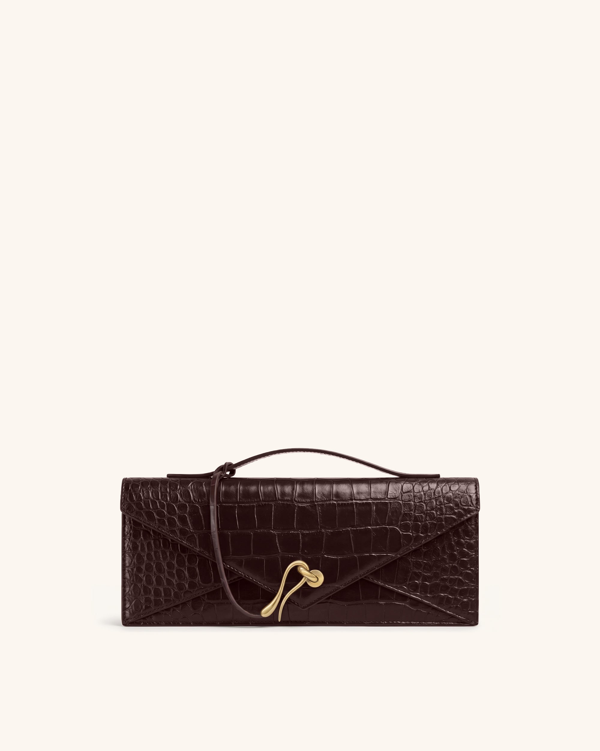 Jw Pei Celeste Envelope Top Handle Bag Dark Brown Croc