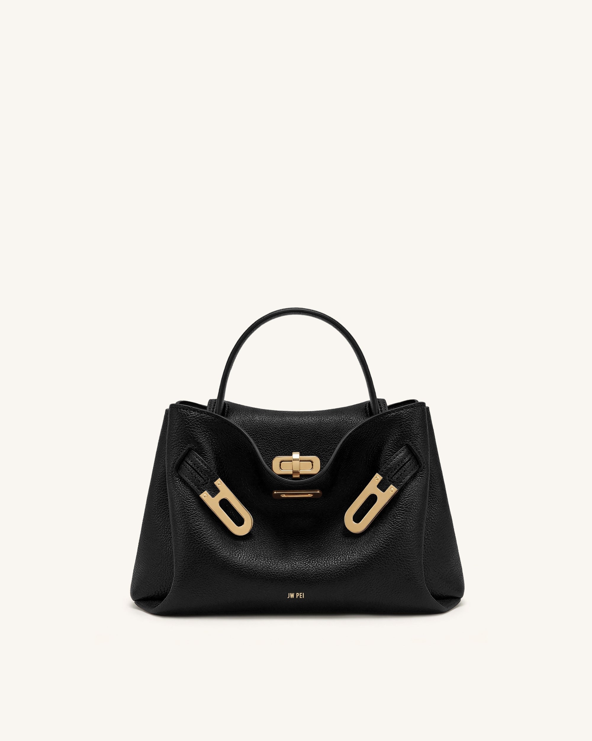 Jw Pei Rhea Small Pebbled Double Buckle Shoulder Bag Black