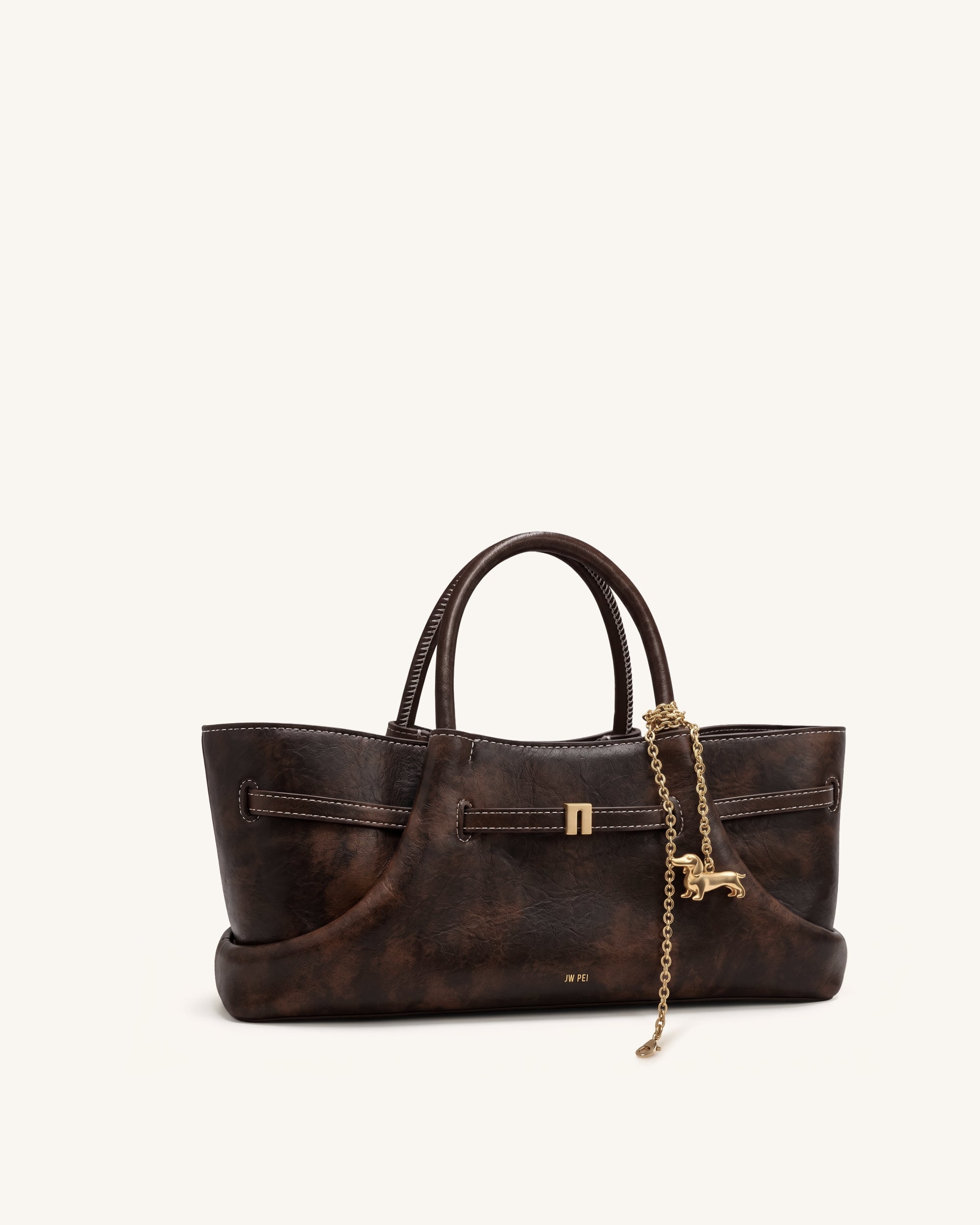 Jw Pei Maeve Dachshund Metal Charm Tote Bag Deep Coffee