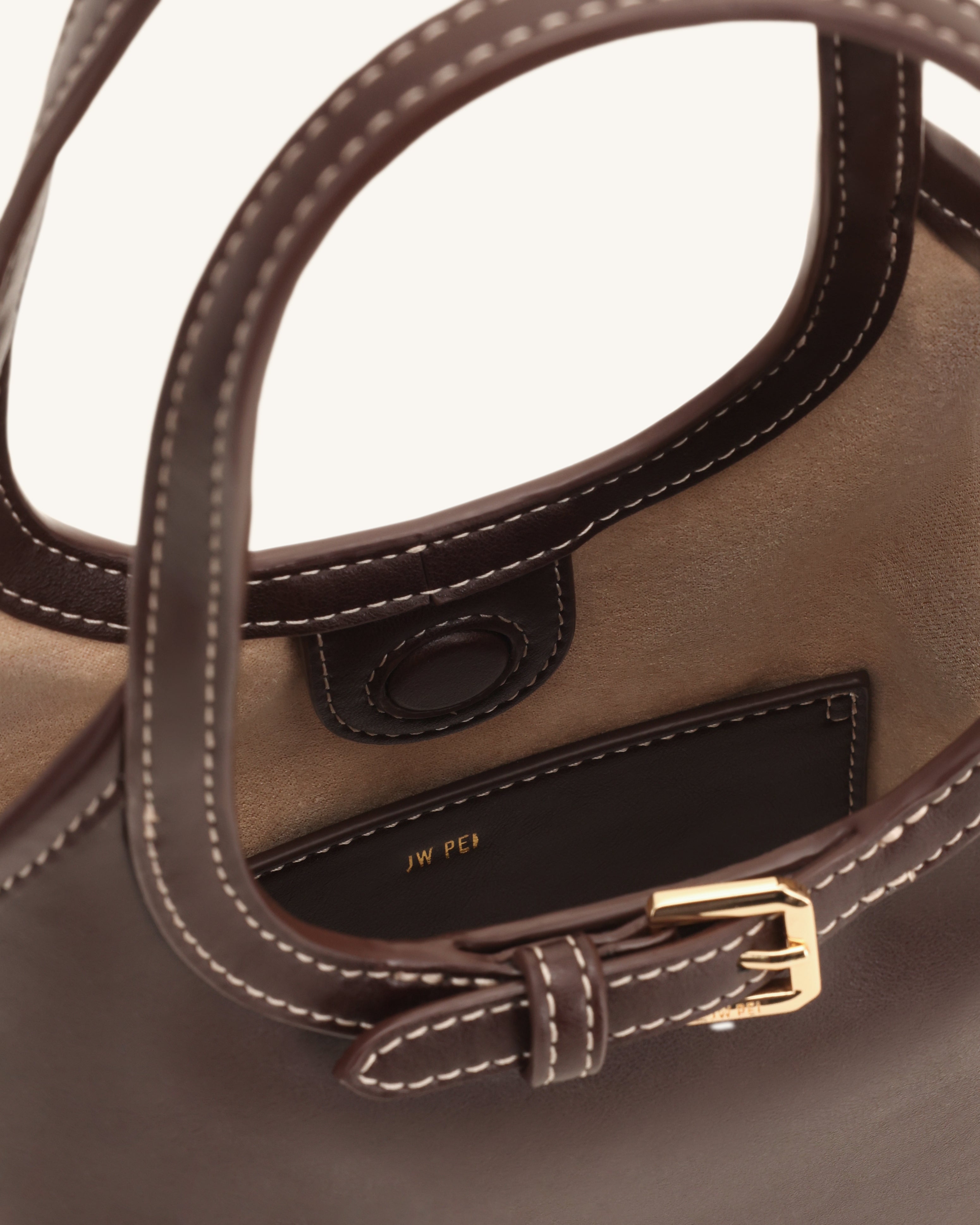 Jw Pei Brooke Mini Belted Embellished Top Handle Bag Dark Brown