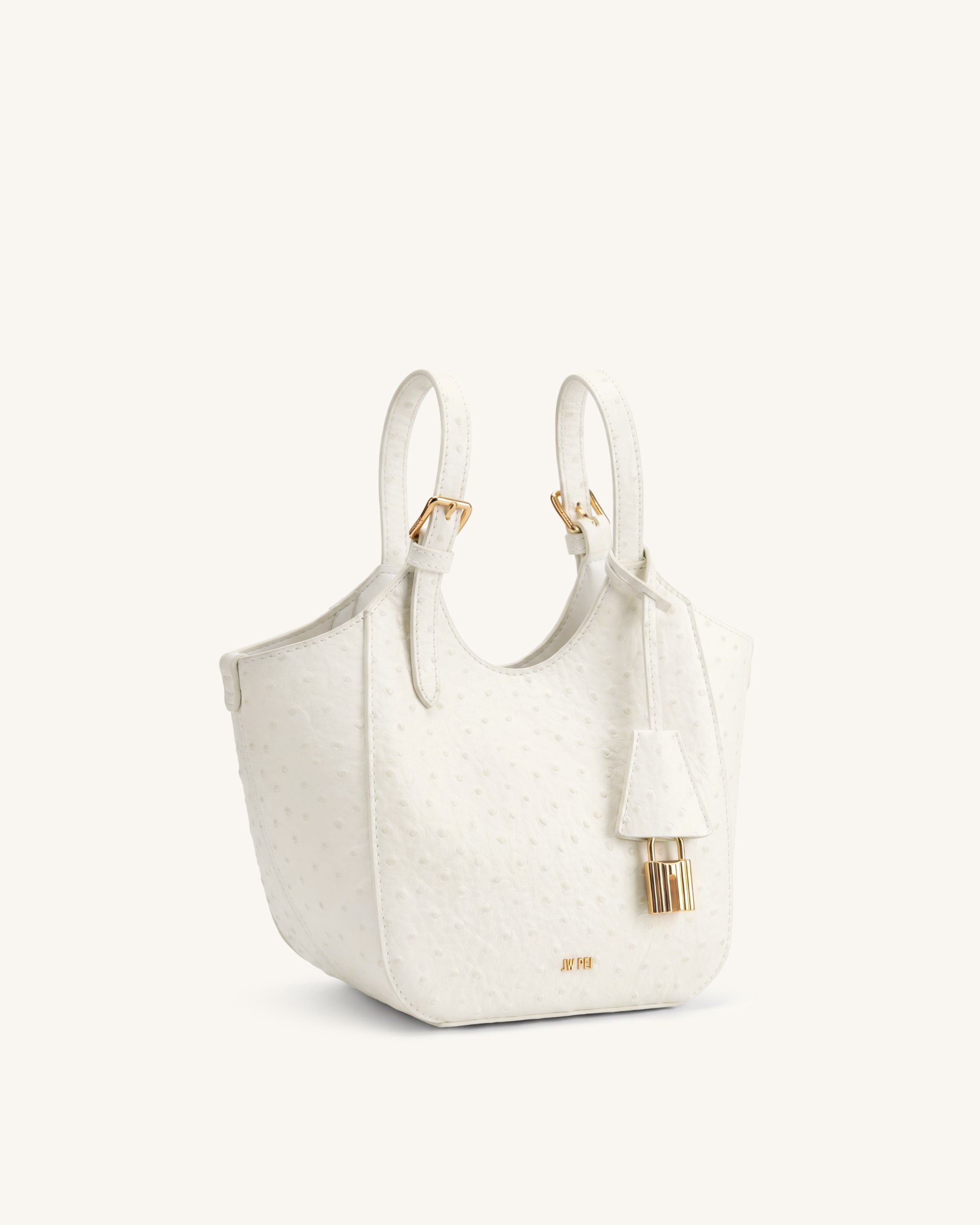 Jw Pei Ines Faux Ostrich Padlock Tote Bag White