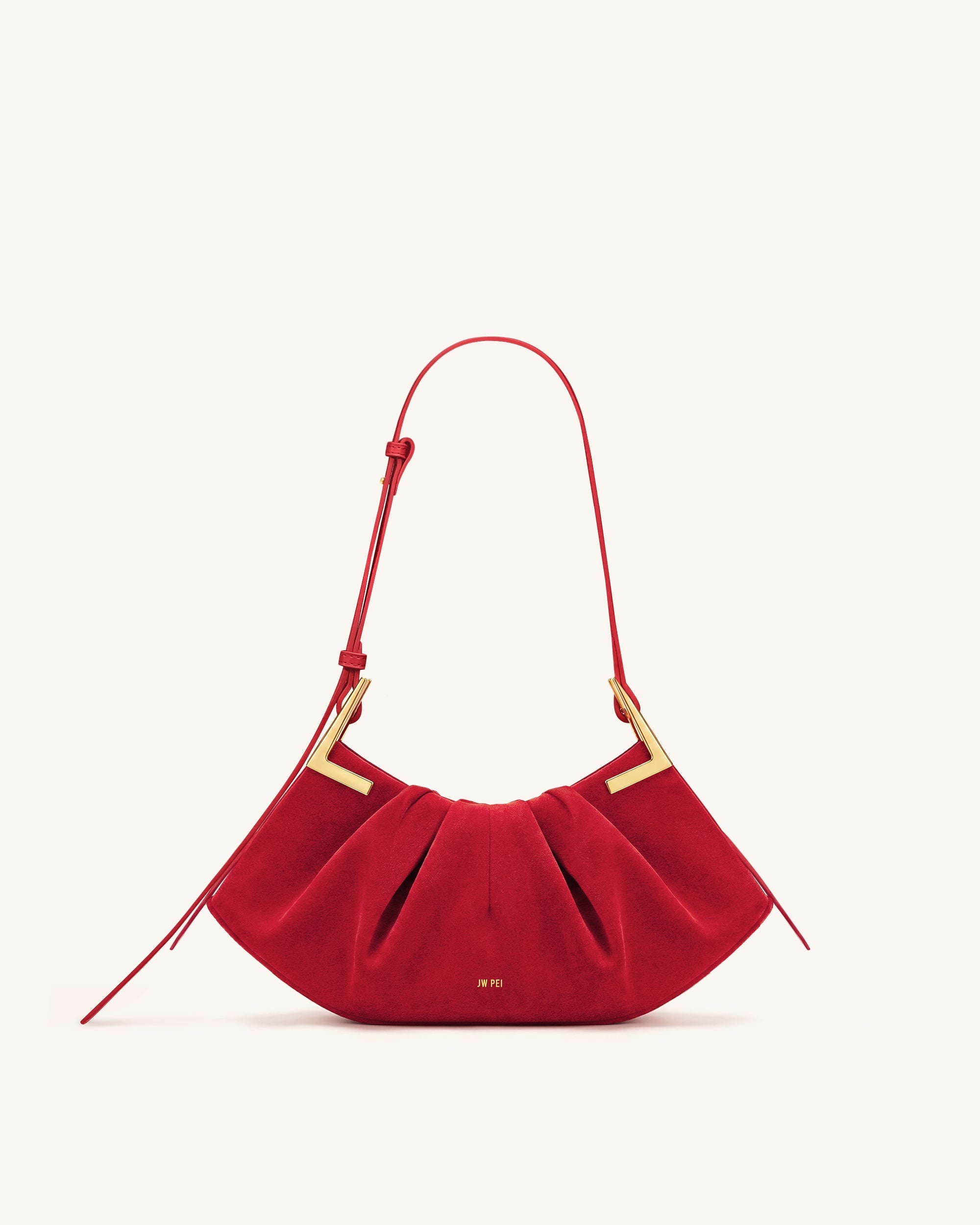 Jw Pei Amelia Faux Suede Pleated Shoulder Bag Red