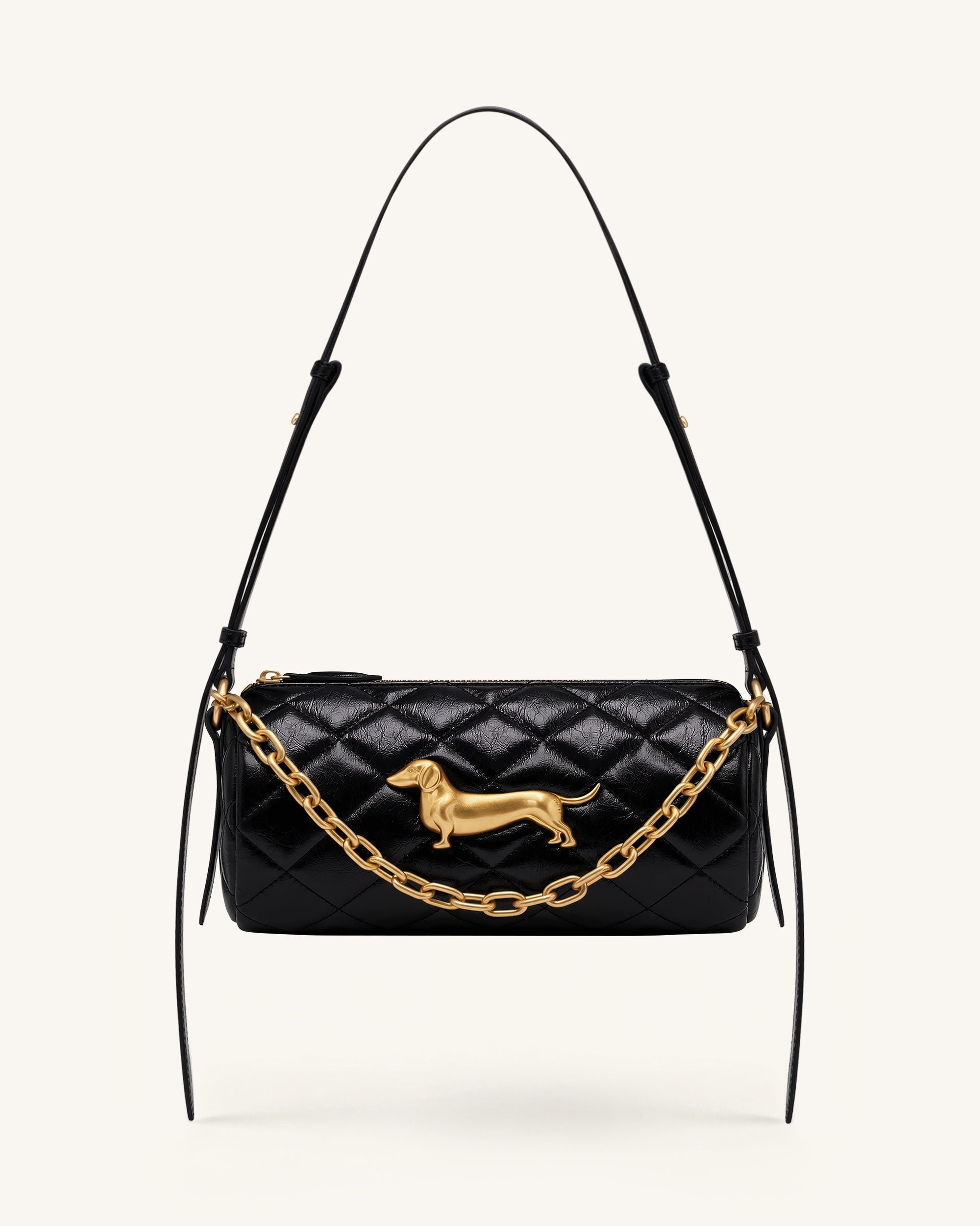 Jw Pei Lucienne Dachshund Quilted Chain Shoulder Bag Black