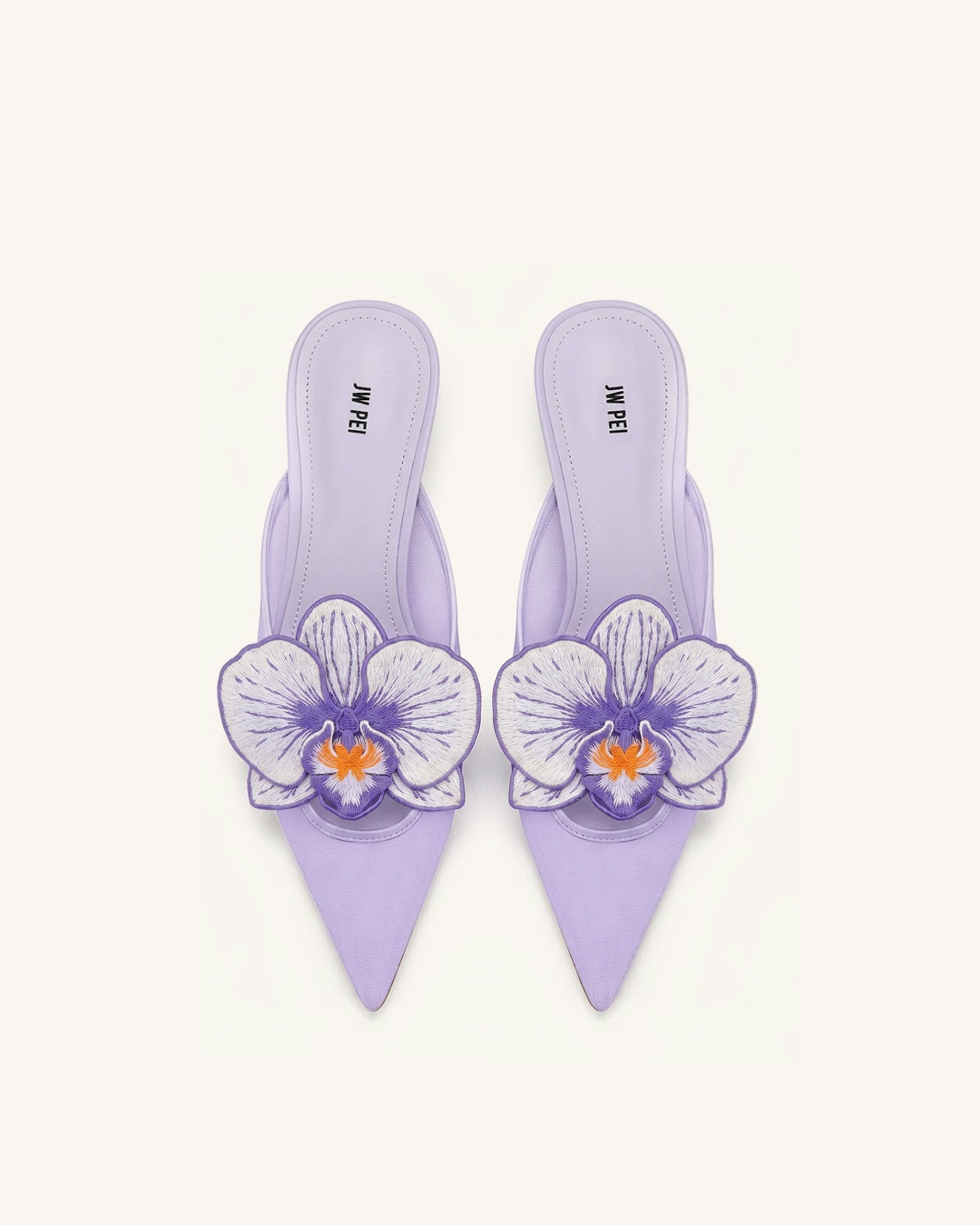 Jw Pei Helena Embroidery Decoration Pierced Mules Purple