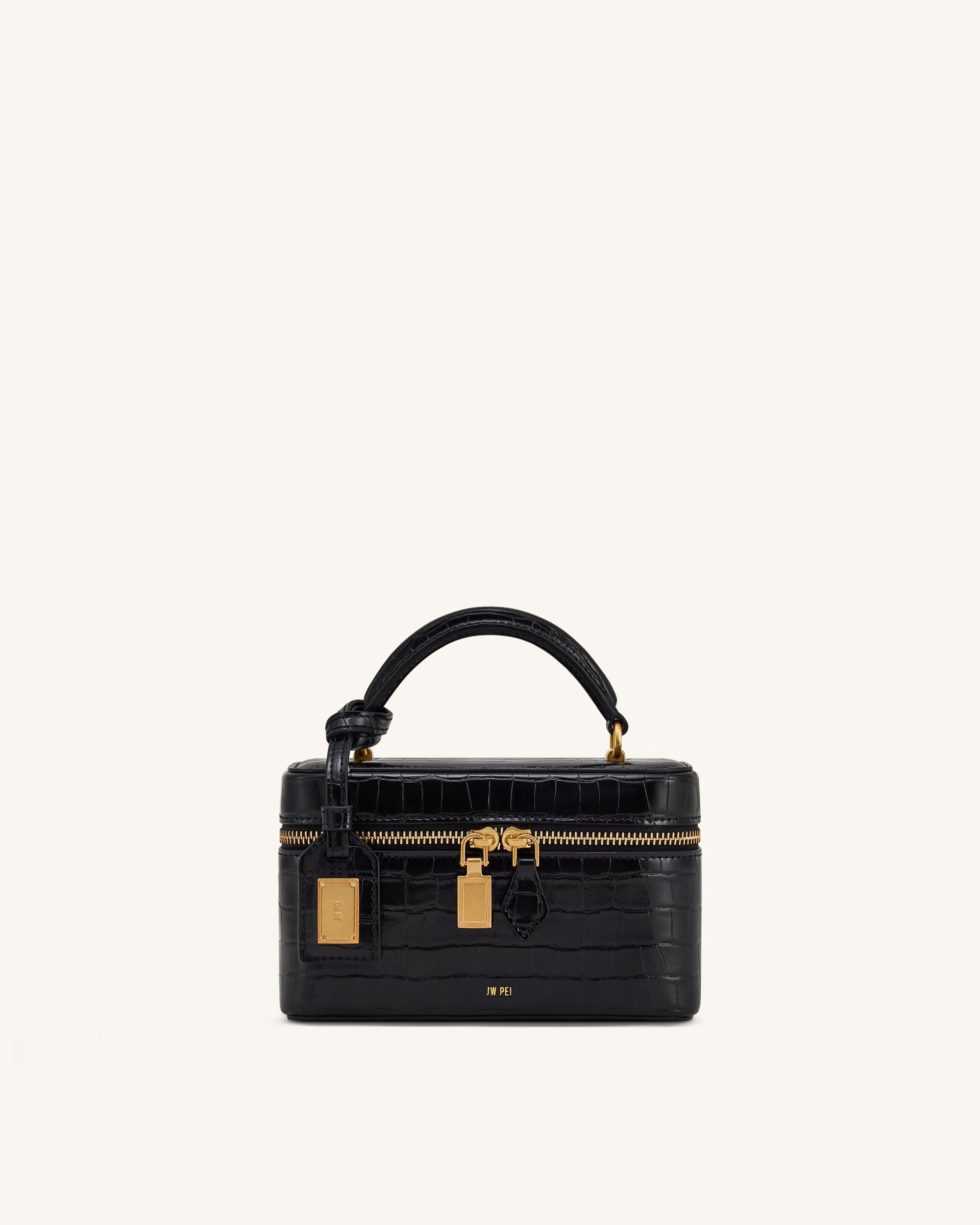 Jw Pei Cleo Box Shape Top Handle Bag Black Croc