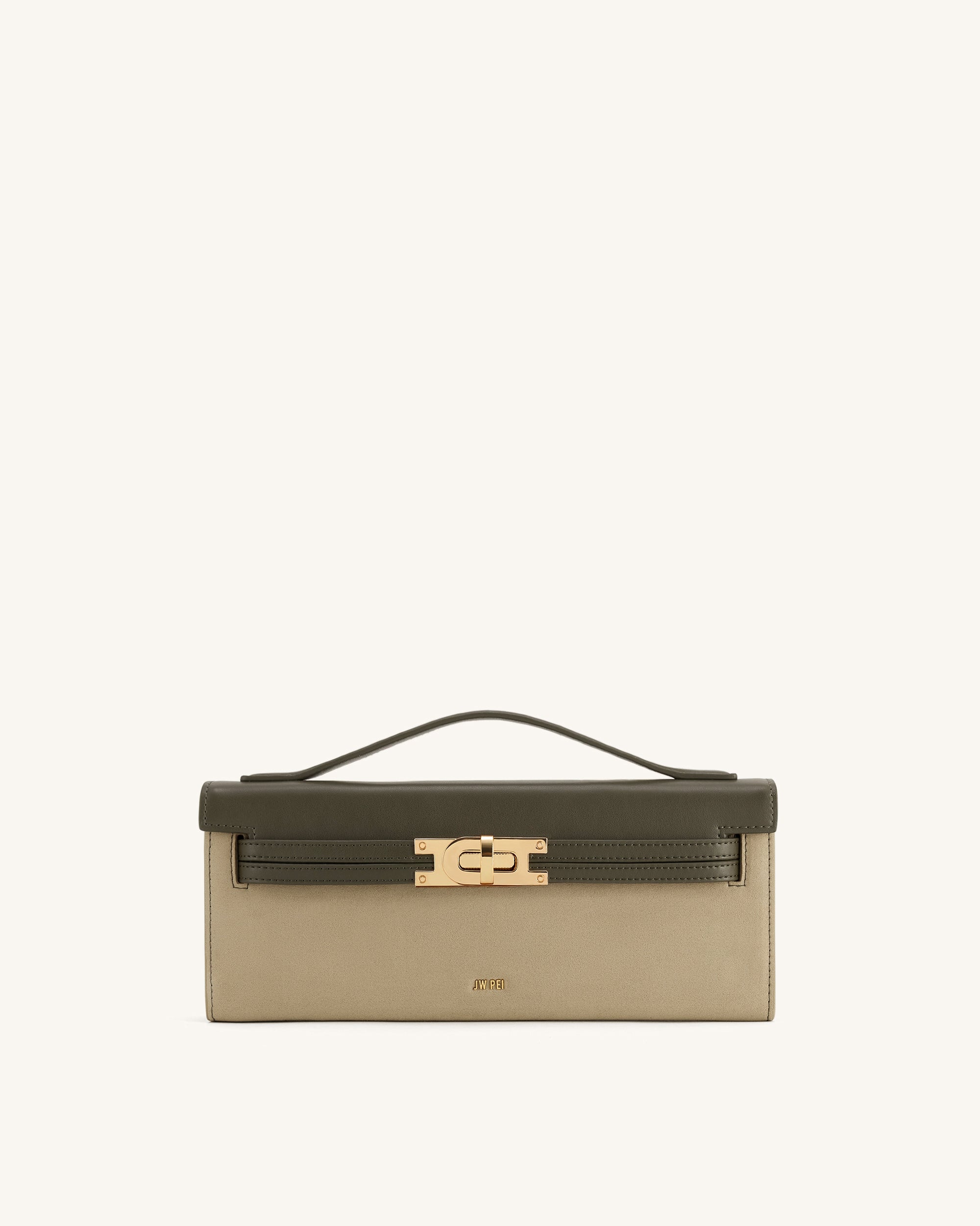 Jw Pei Bria Faux Suede Structured Top Handle Bag Dark Olive