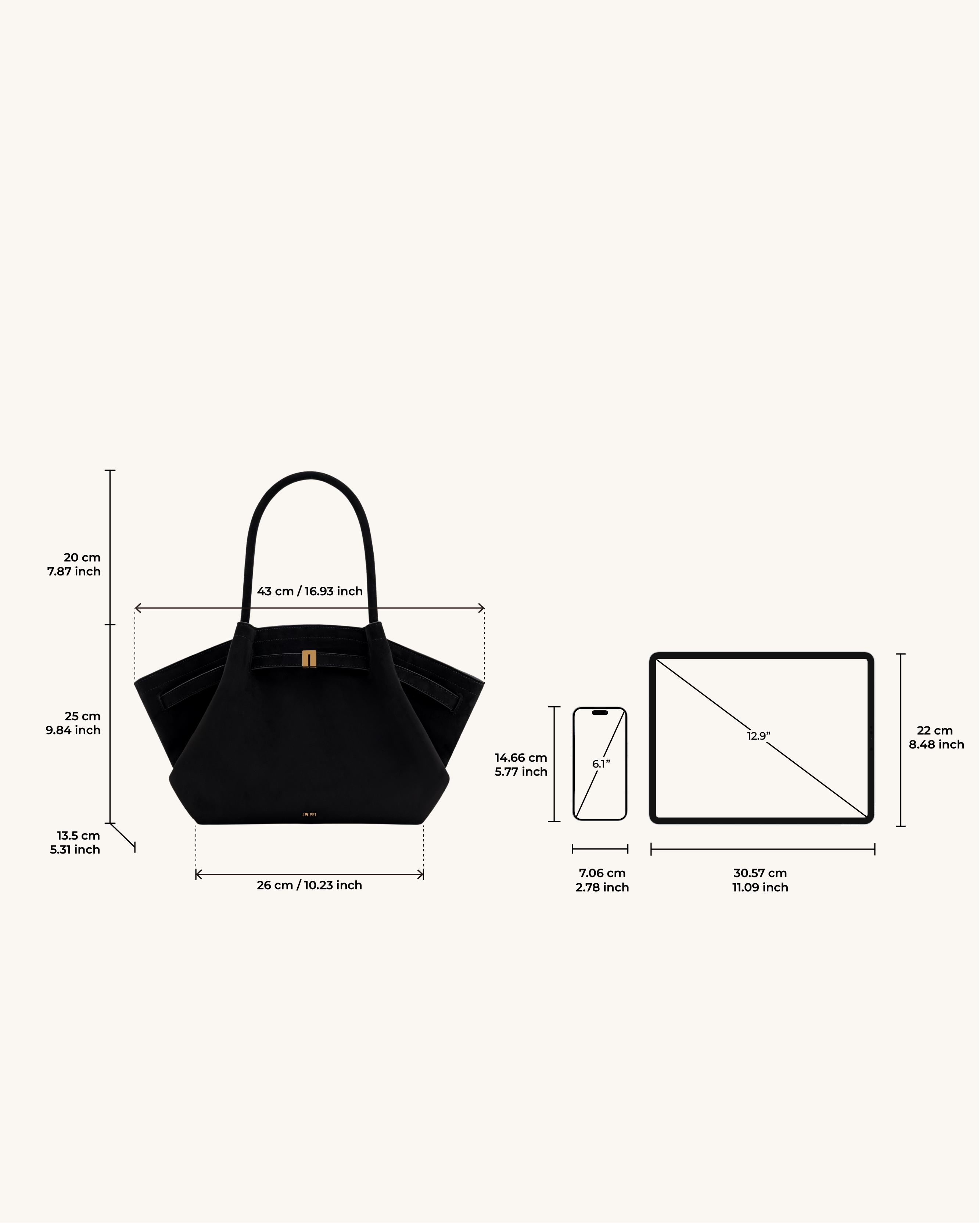 Jw Pei Hana Medium Faux Suede Tote Bag Black