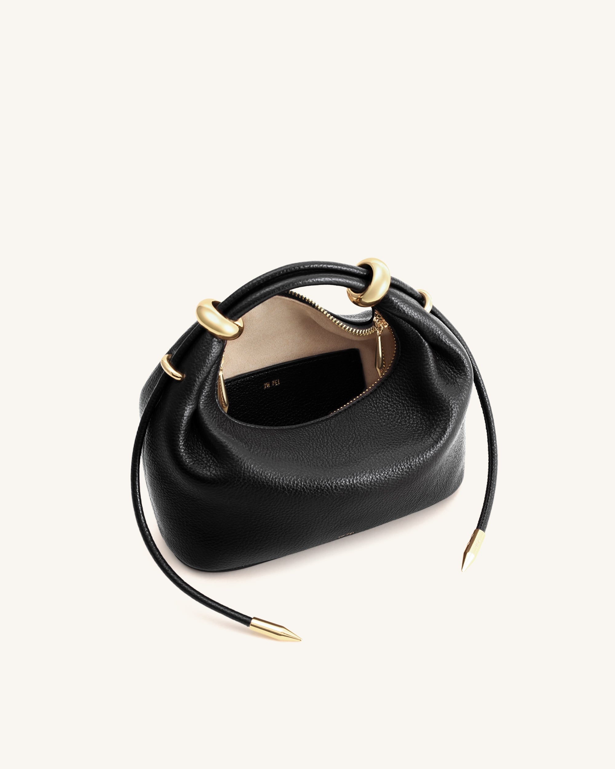 Jw Pei Ellie Metal Ring Embellished Top Handle Bag Black
