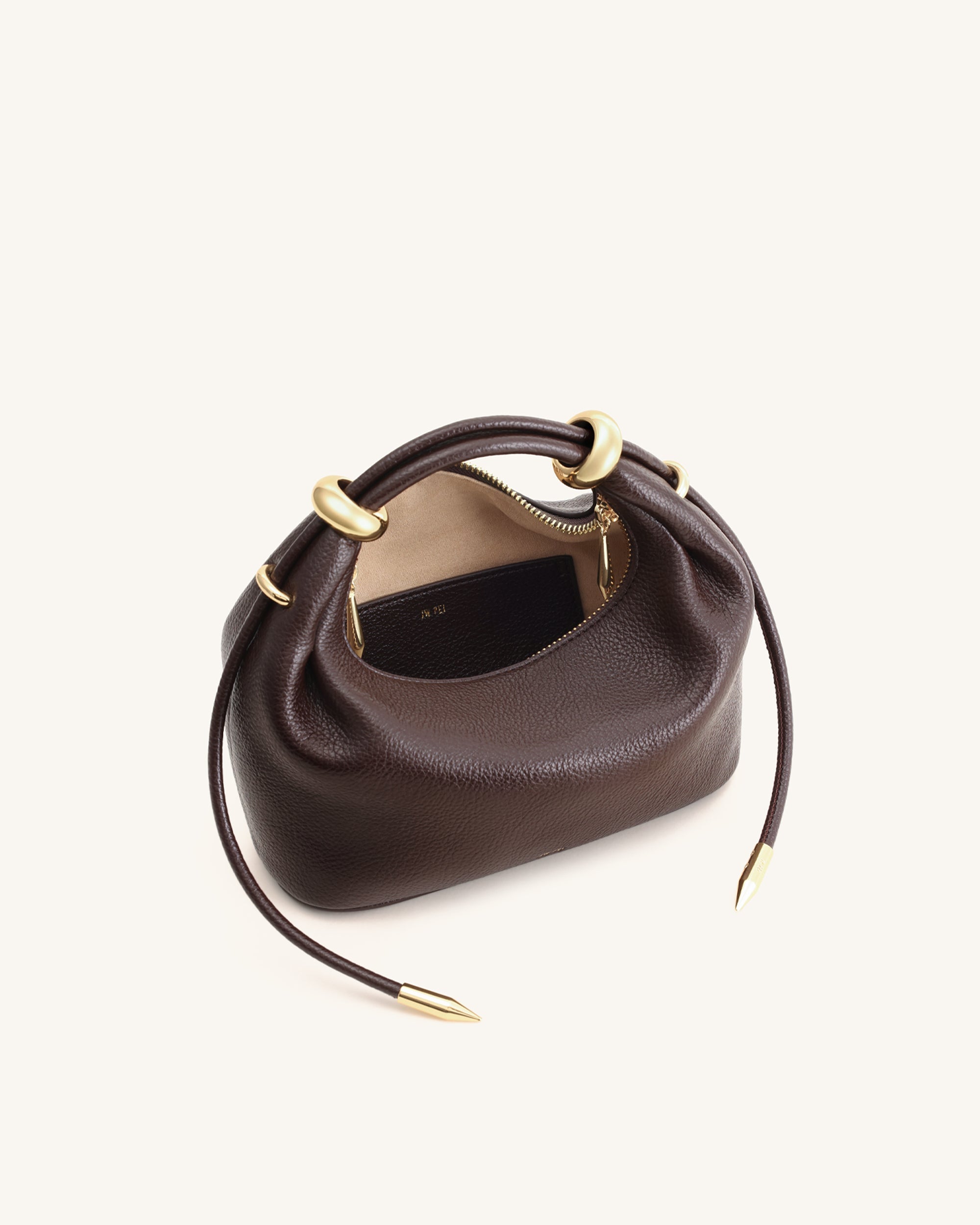Jw Pei Ellie Metal Ring Embellished Top Handle Bag Dark Brown